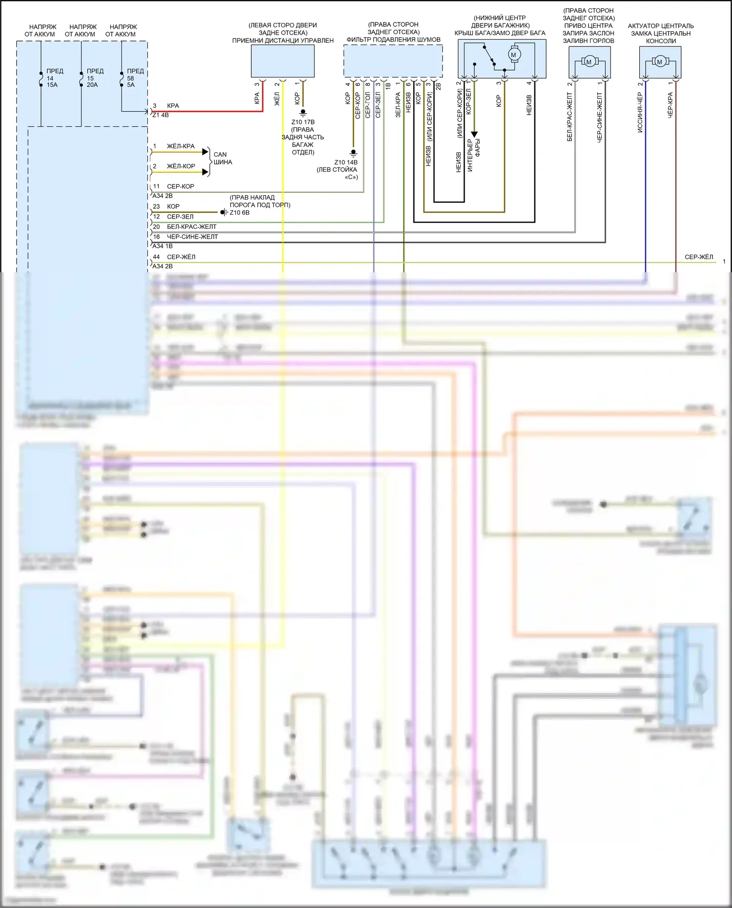 M6 BMW F06/F13/F12 рестайлинг (2015-2018): Электросхема центрального замка, кабриолет (1 из 2) 