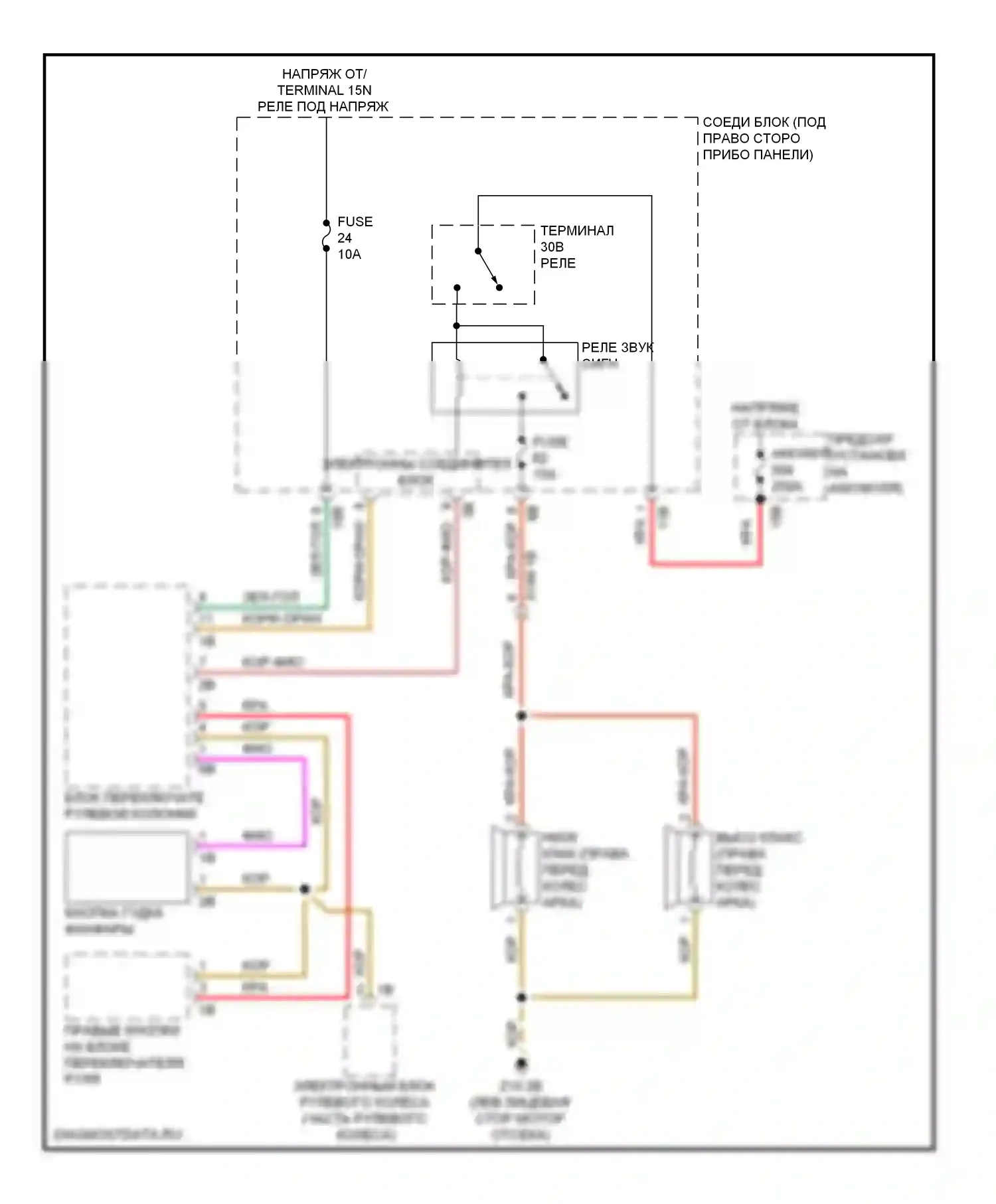 M6 BMW F06/F13/F12 (2012-2015): Электросхема клаксона 