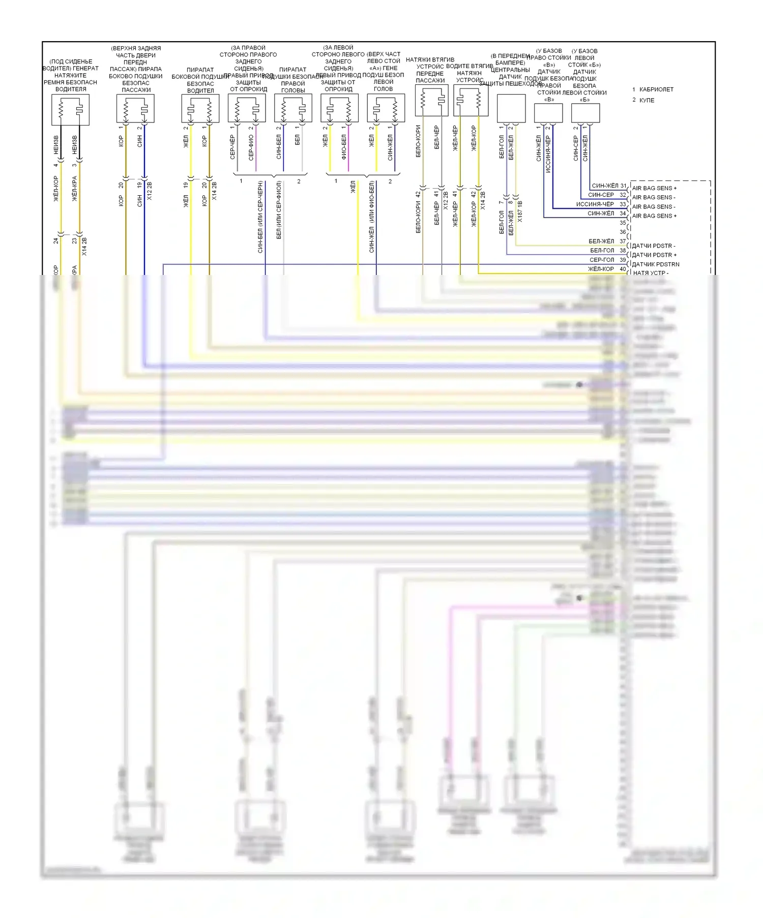 M6 BMW F06/F13/F12 (2012-2015): Электросхема подушек безопасности (3 из 3) 