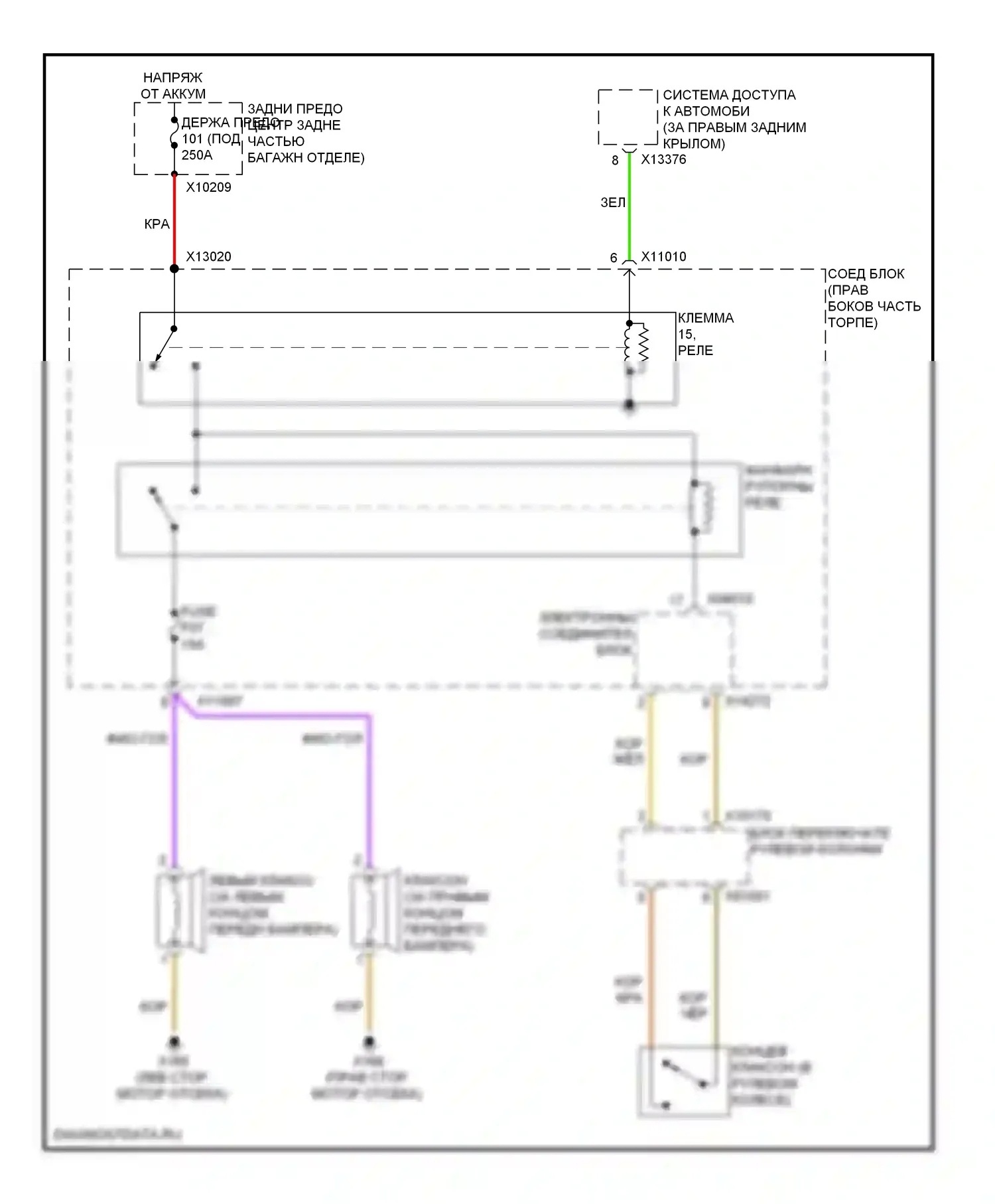 X1 BMW E84 рестайлинг (2012-2015): Электросхема клаксона 