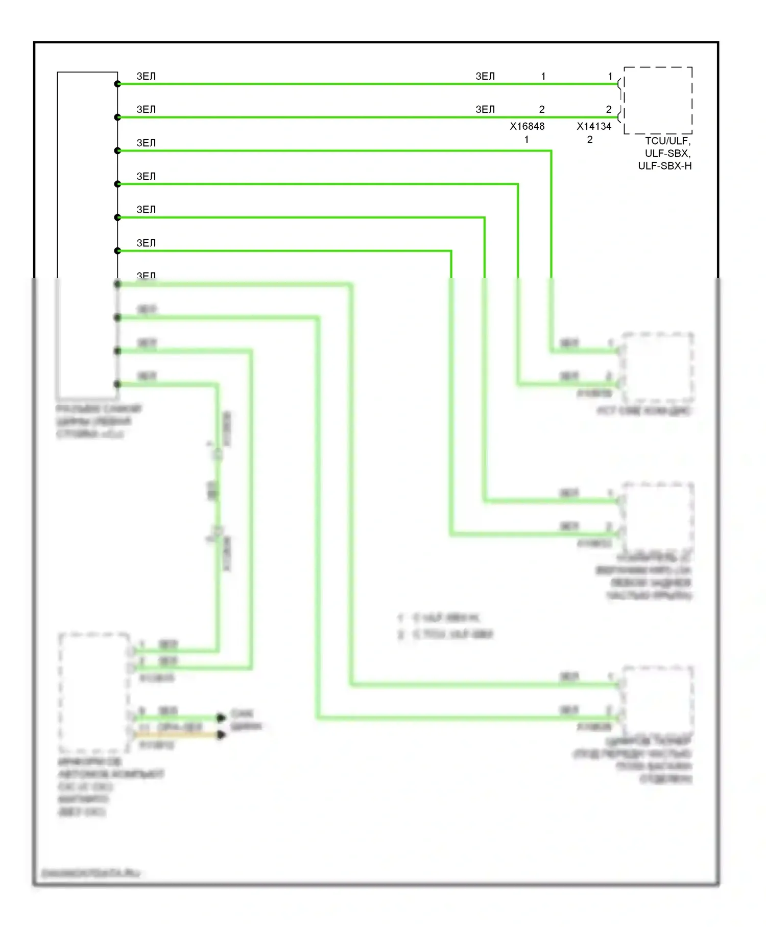 X1 BMW E84 рестайлинг (2012-2015): Большинство электросхем подключения шины данных 