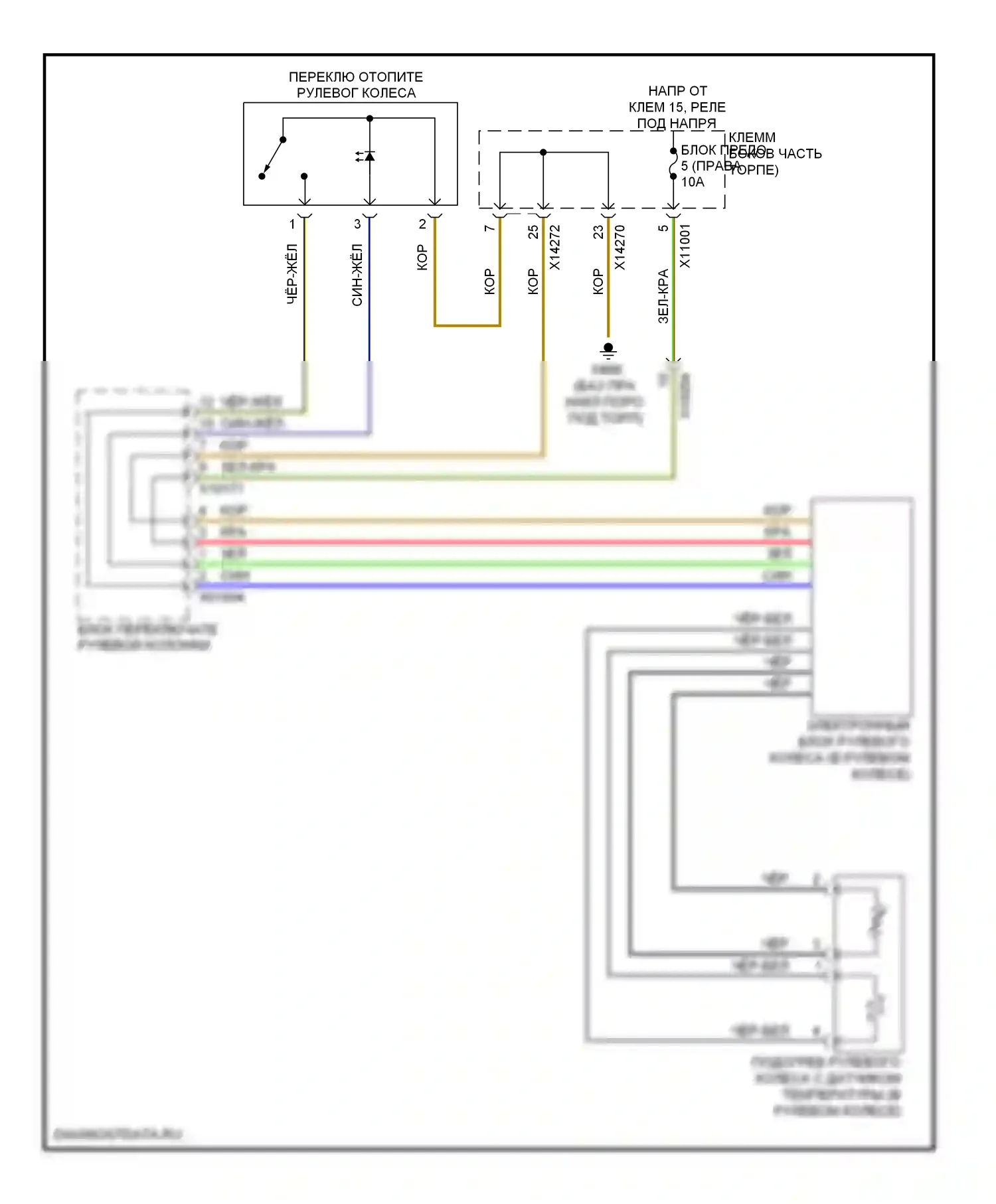 X1 BMW E84 рестайлинг (2012-2015): Электросхема рулевого колеса с подогревом 