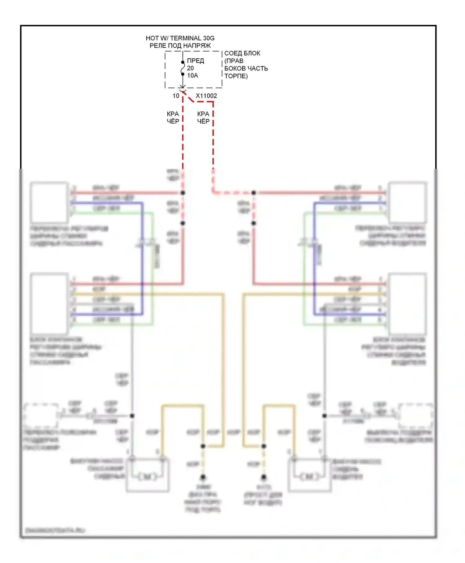 X1 BMW E84 рестайлинг (2012-2015): Электросхема спортивных сидений 