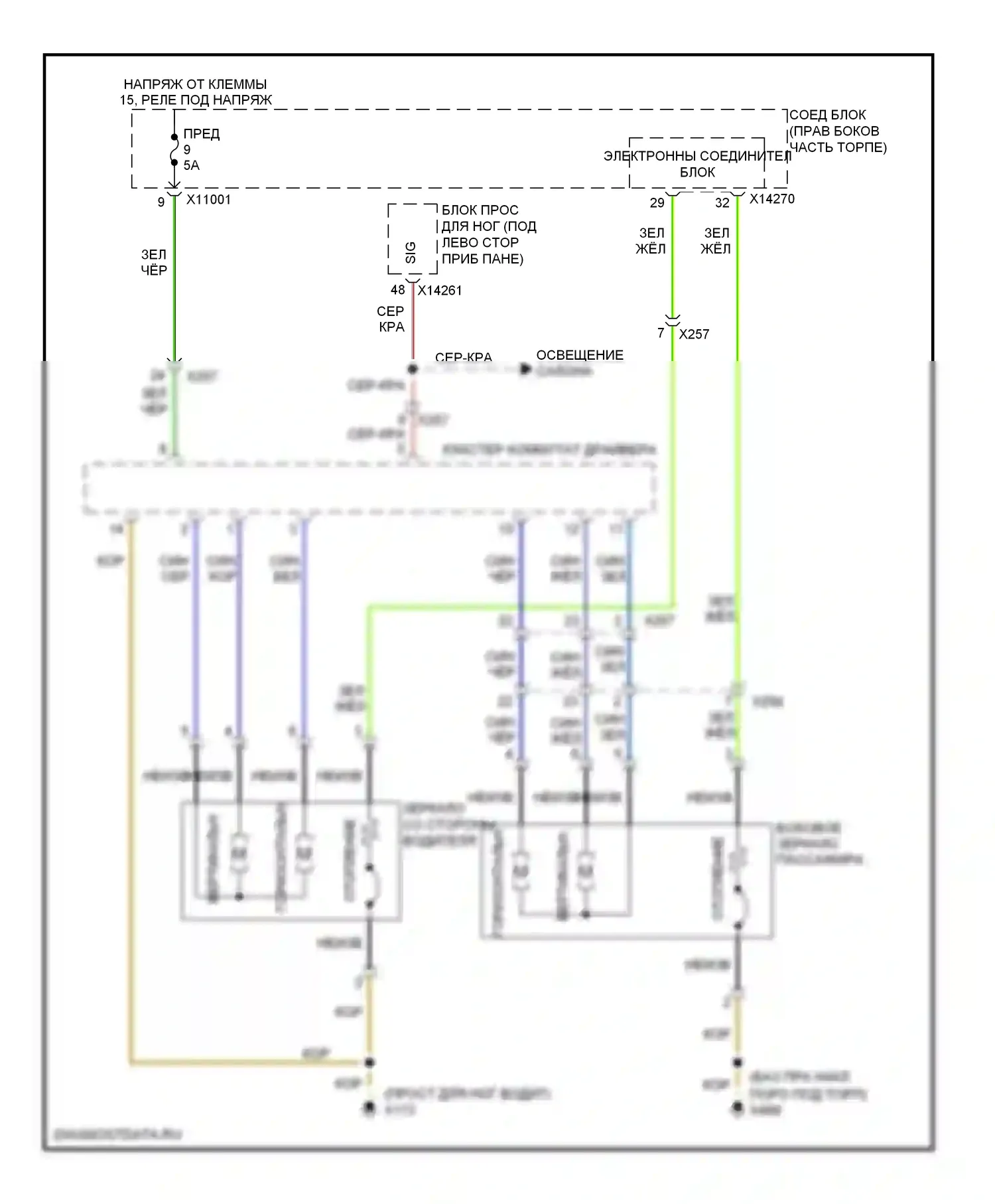 X1 BMW E84 рестайлинг (2012-2015): Управление зеркалами заднего вида электросхема с обогреваемыми зеркалами 