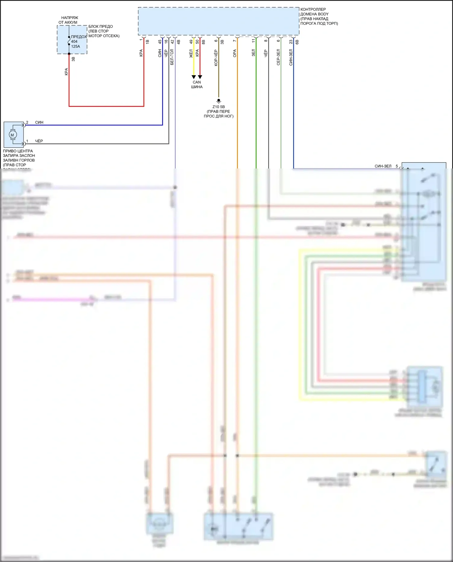 X1 BMW F48 рестайлинг (2019-2023): Электросхема открытия багажника и лючка топливного бака (2 из 2) 