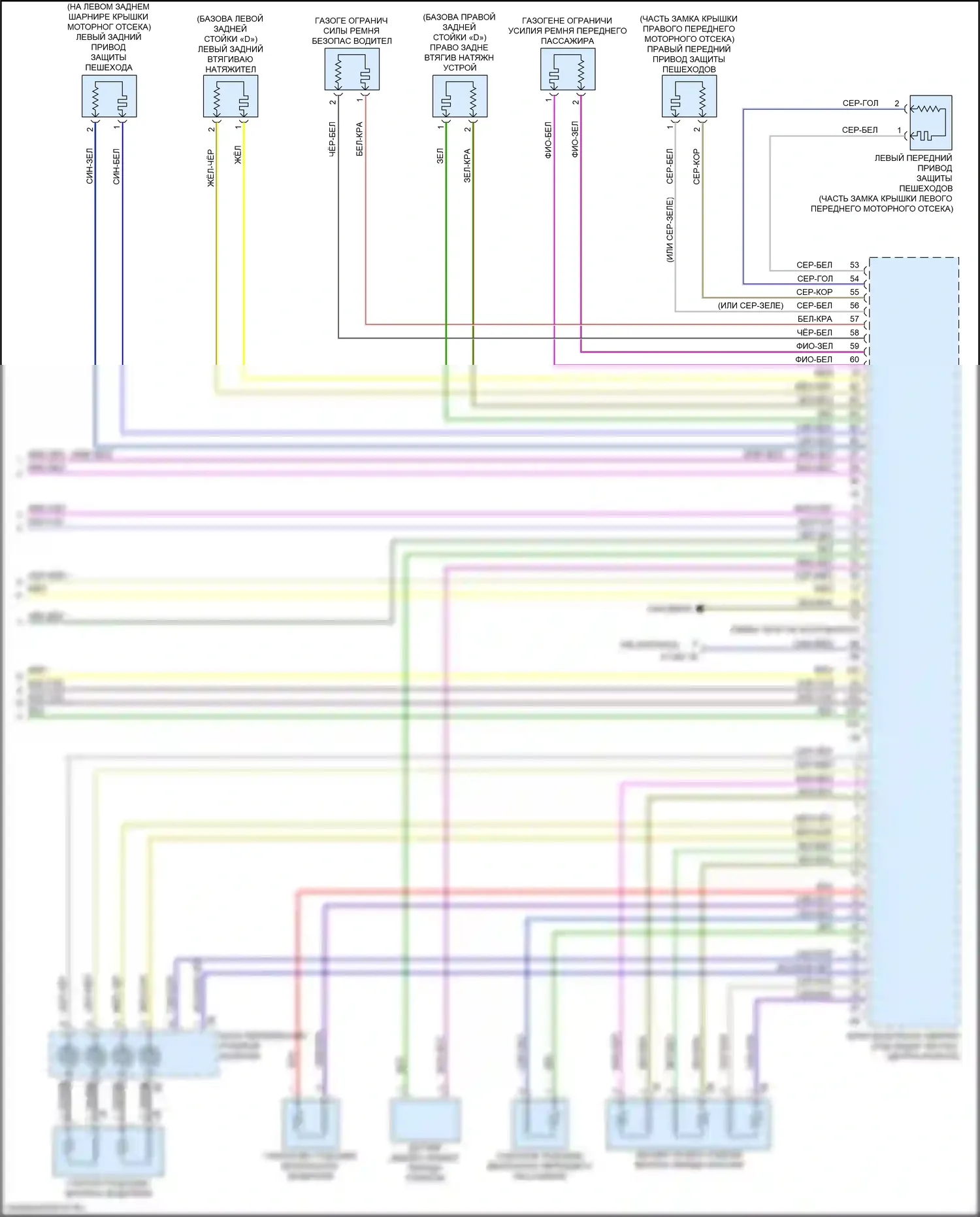 X1 BMW F48 рестайлинг (2019-2023): Электросхема подушек безопасности (3 из 3) 