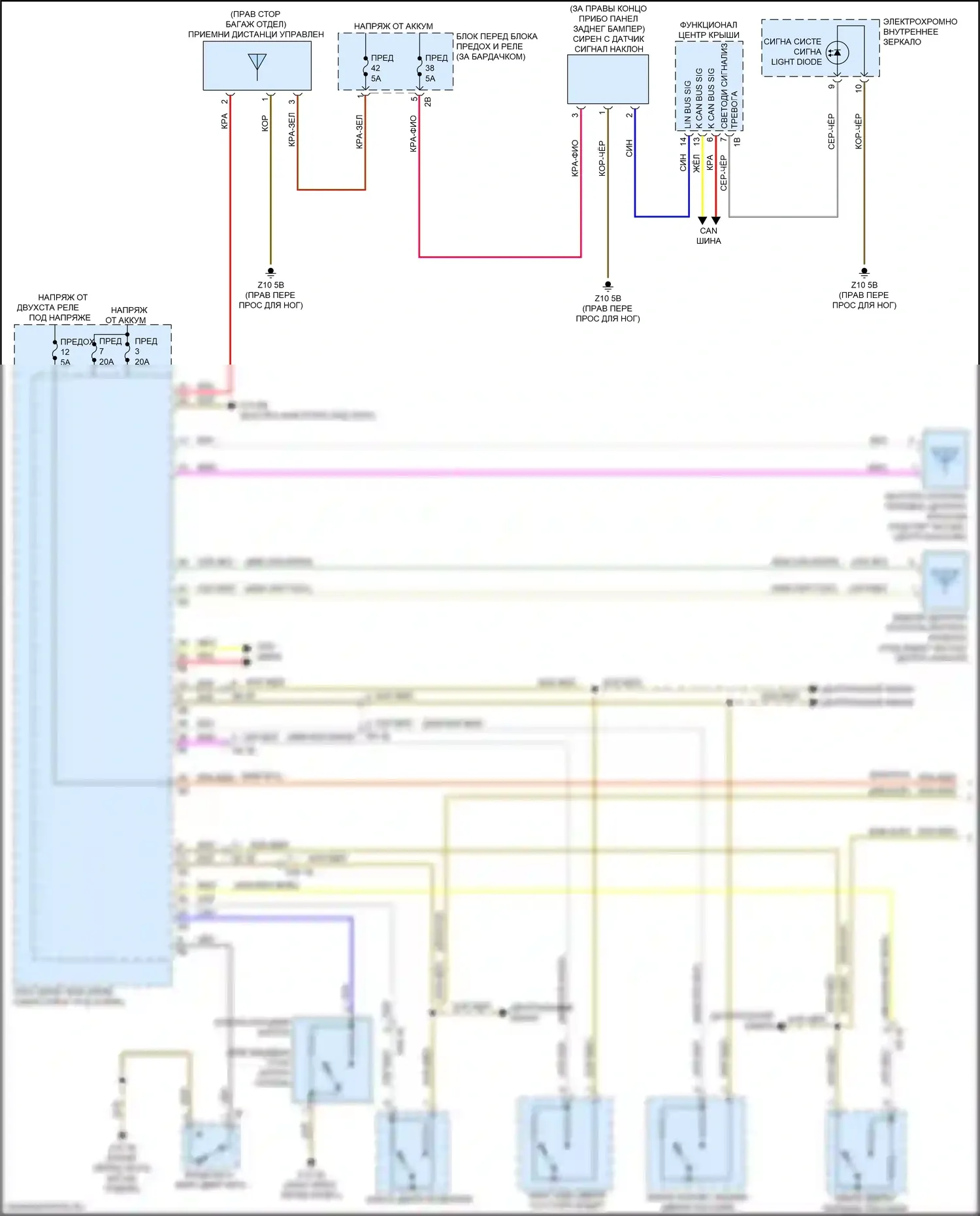 X1 BMW F48 рестайлинг (2019-2023): Электросхема системы бесключевого доступа (1 из 2) 