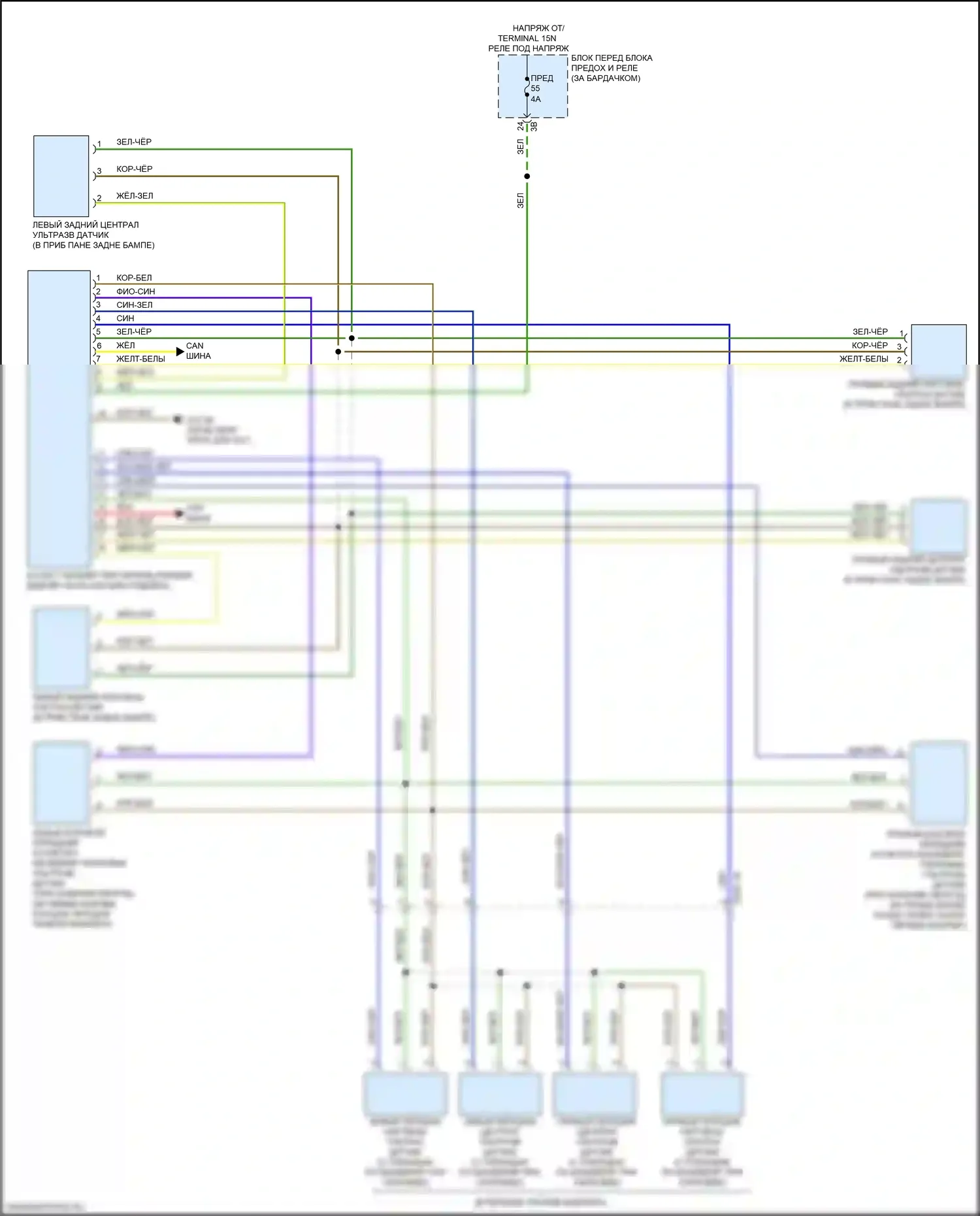 X1 BMW F48 рестайлинг (2019-2023): Электросхема парктроника 