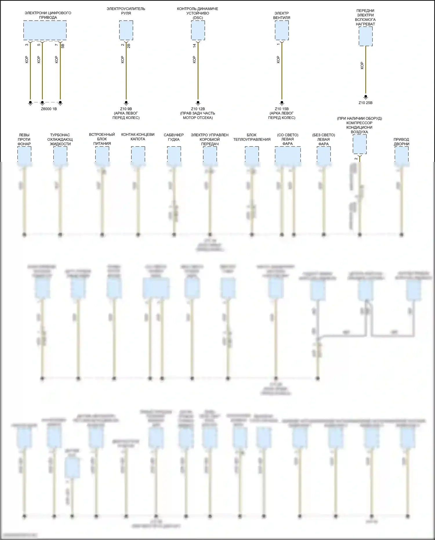 X1 BMW F48 рестайлинг (2019-2023): Электросхема точек подключения масс (1 из 4) 