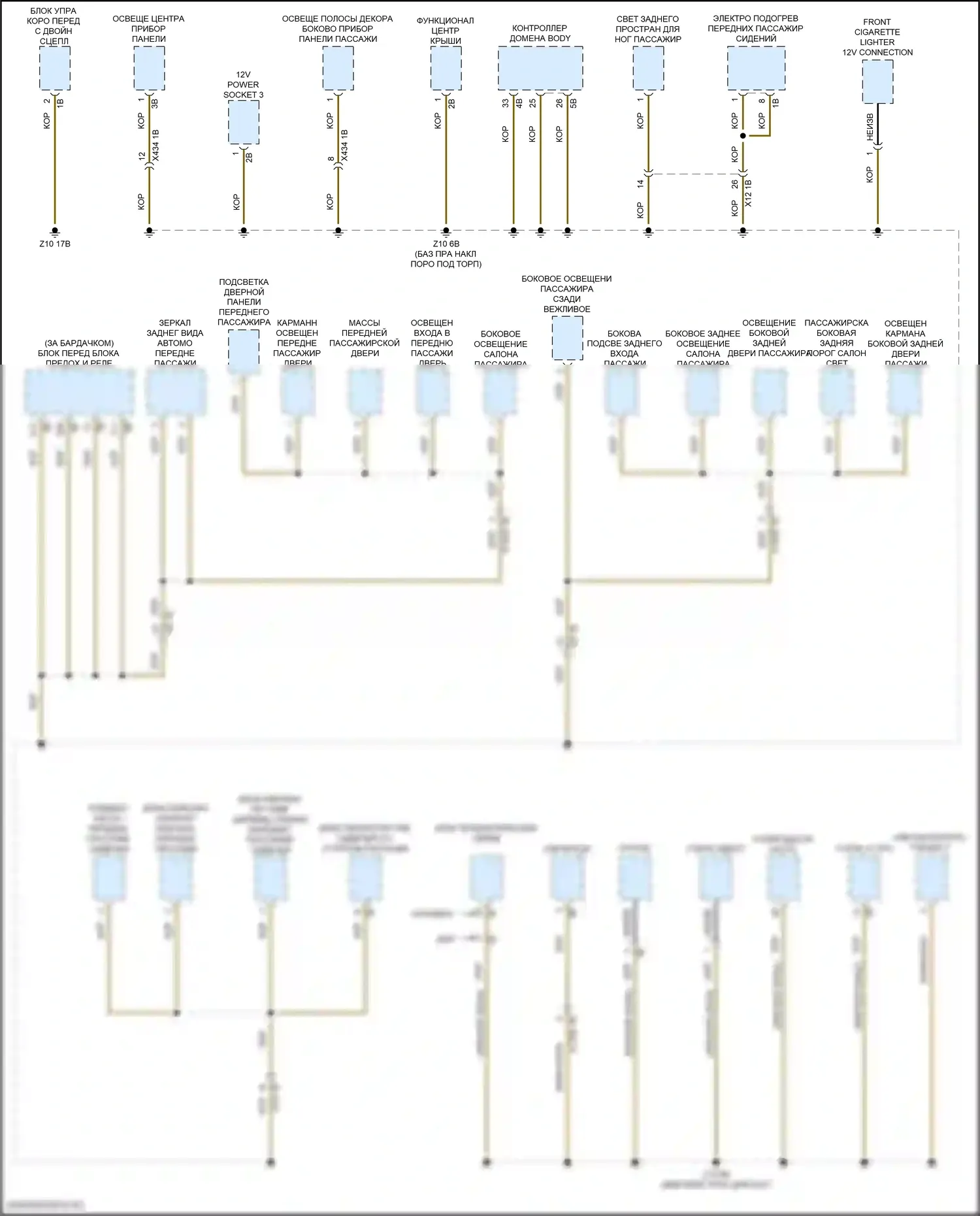 X1 BMW F48 рестайлинг (2019-2023): Электросхема точек подключения масс (4 из 4) 