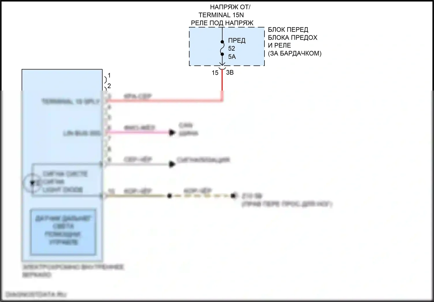 X1 BMW F48 рестайлинг (2019-2023): Электросхема управления зеркалами заднего вида 