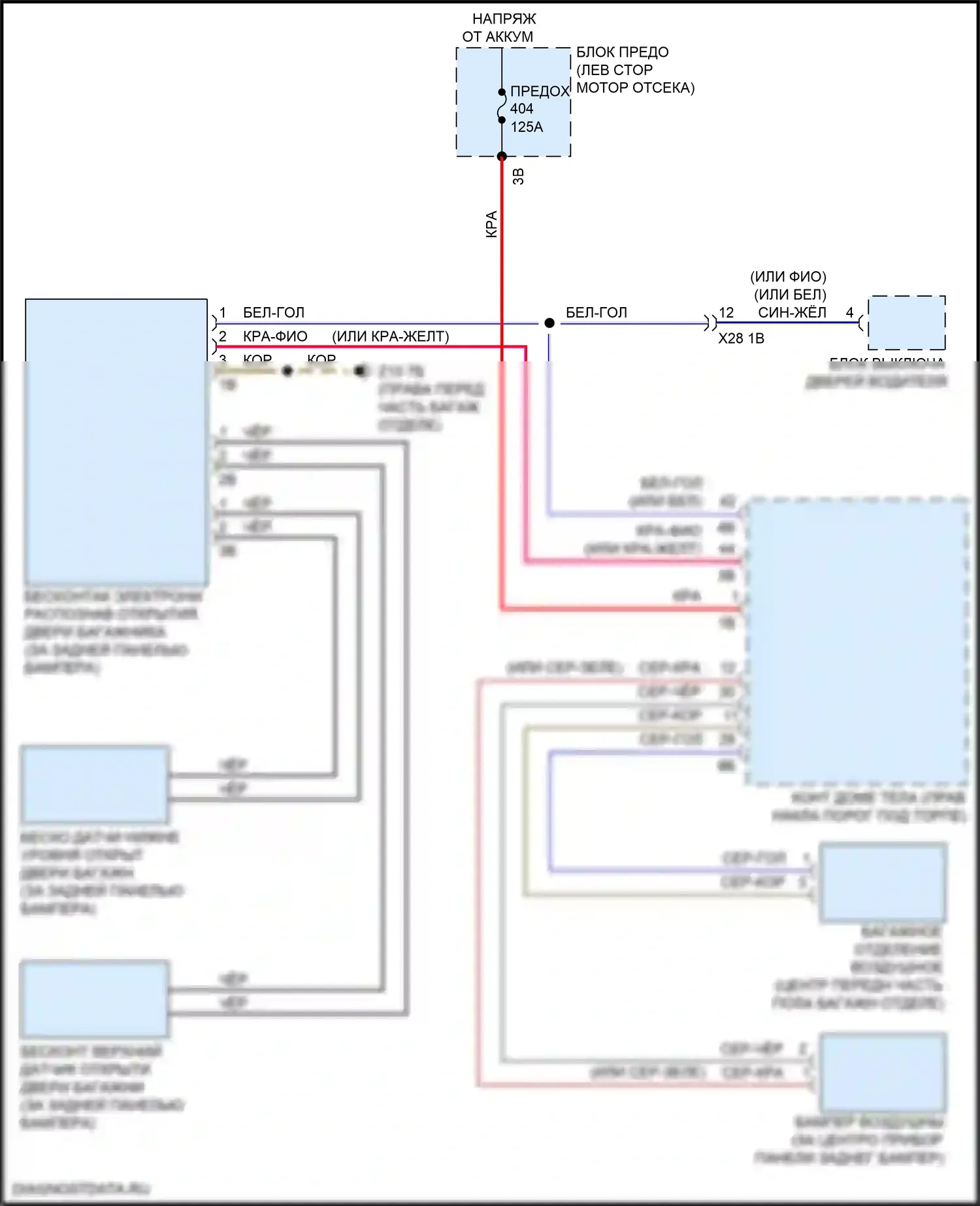 X1 BMW F48 (2015-2019): Электросхема бесконтактного открывания двери багажника 
