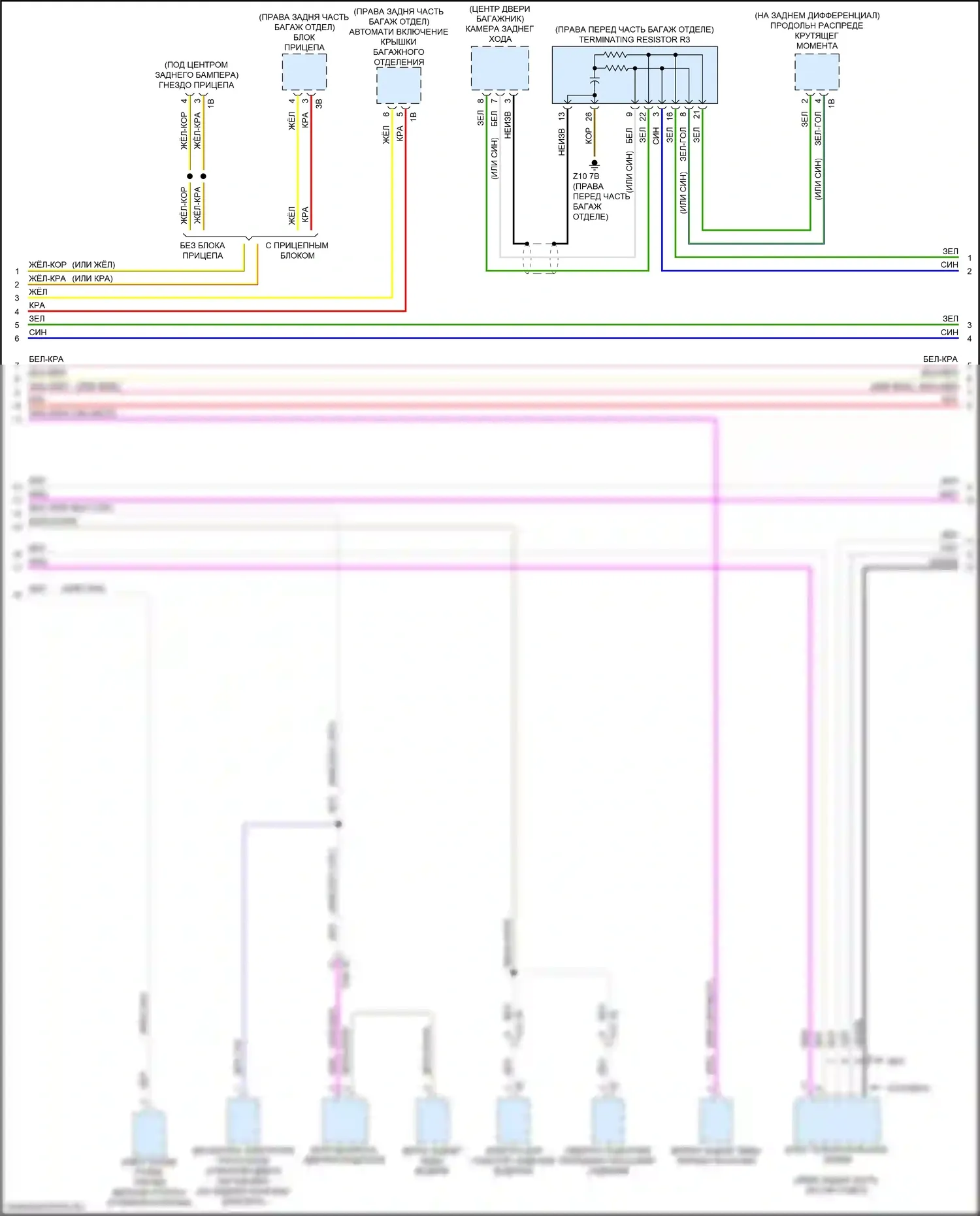 X1 BMW F48 (2015-2019): Электросхема шины высокого/низкого уровня (3 из 4) 