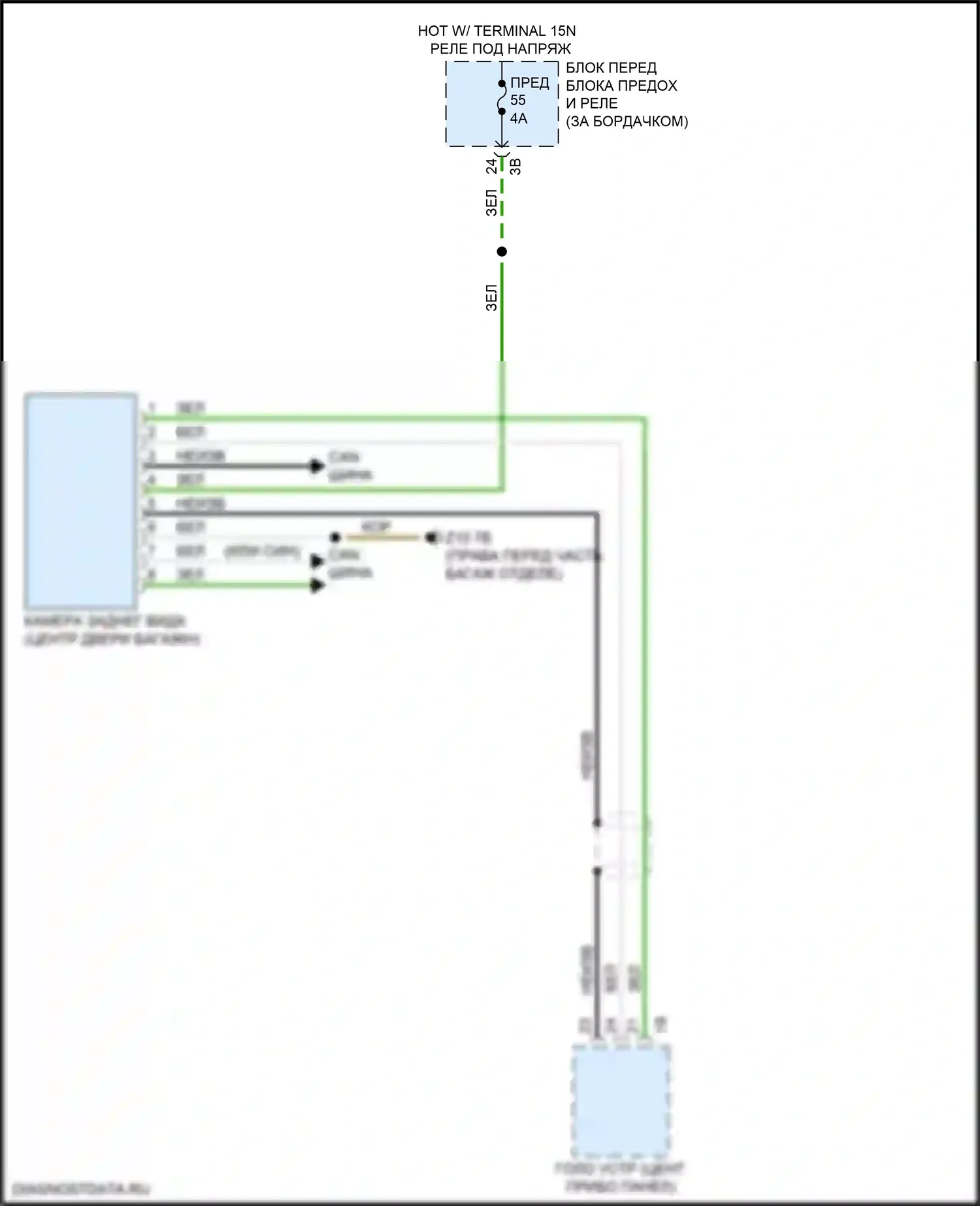 X1 BMW F48 (2015-2019): Электросхема задней камеры 