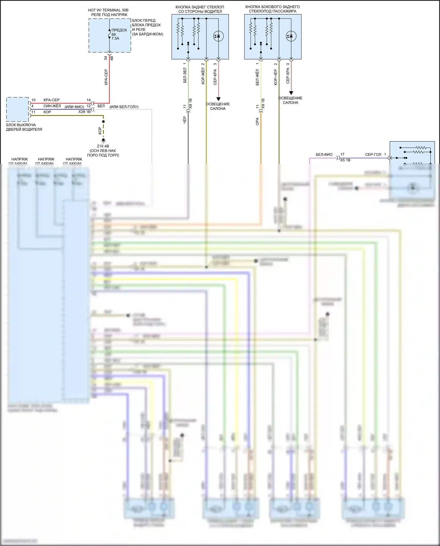 X1 BMW F48 (2015-2019): Стеклоподъемники электросхема 