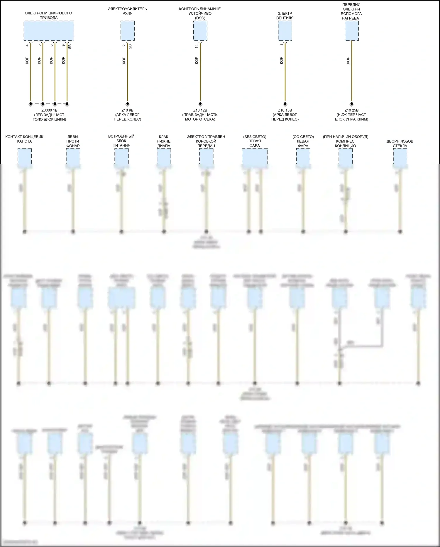 X1 BMW F48 (2015-2019): Электросхема точек подключения масс (1 из 4) 
