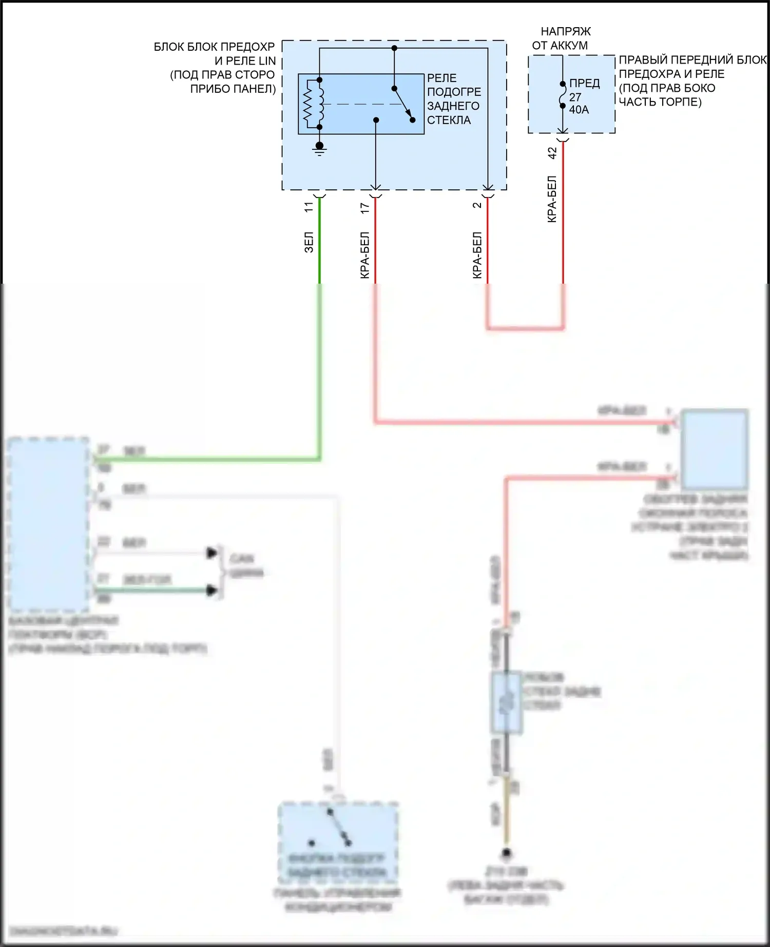 X1 BMW U11/U12 (2022-2024): Электросхема заднего подогрева 
