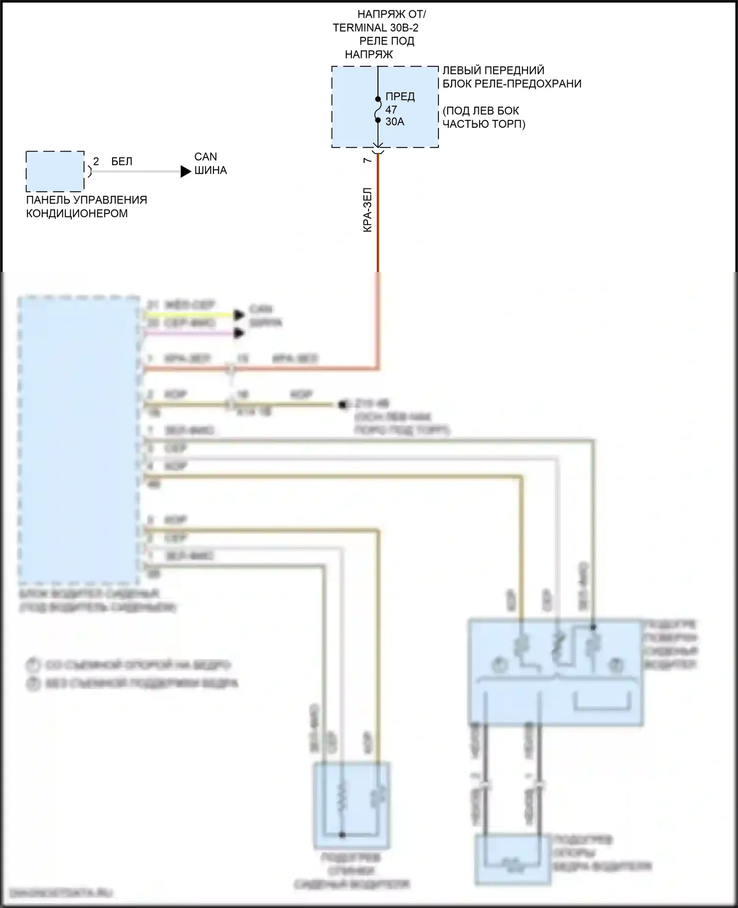X1 BMW U11/U12 (2022-2024): Электросхема обогреваемых сидений, с памятью 