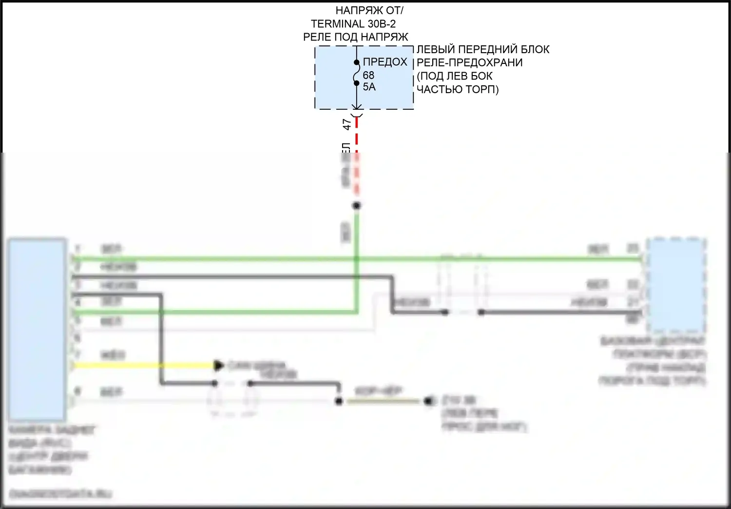 X1 BMW U11/U12 (2022-2024): Электросхема задней камеры 