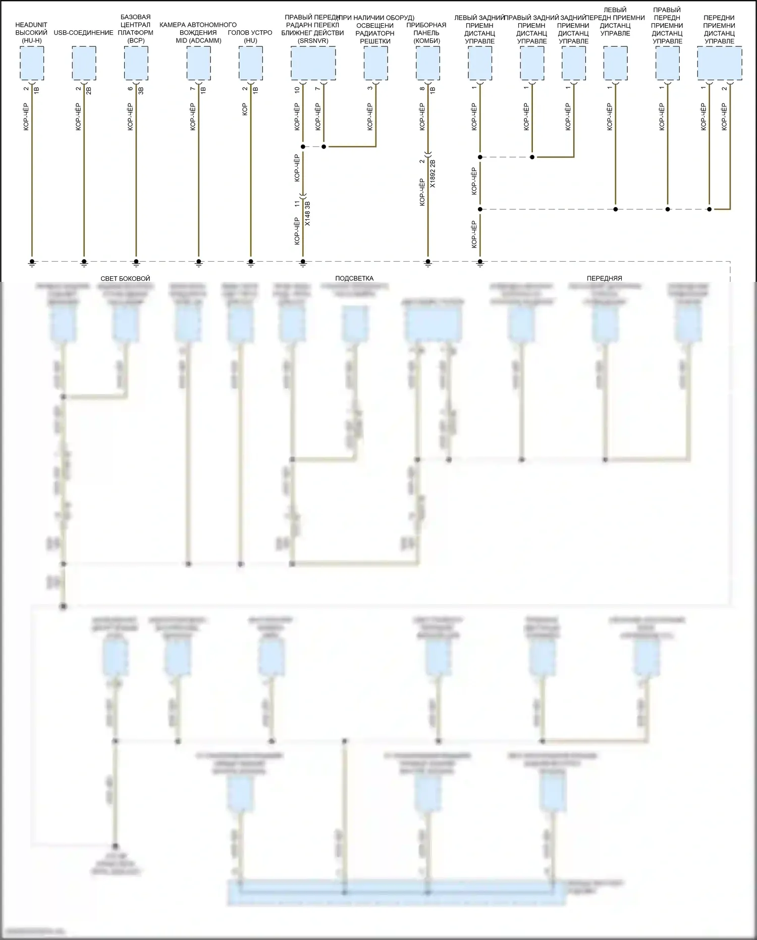 X1 BMW U11/U12 (2022-2024): Электросхема точек подключения масс (3 из 5) 