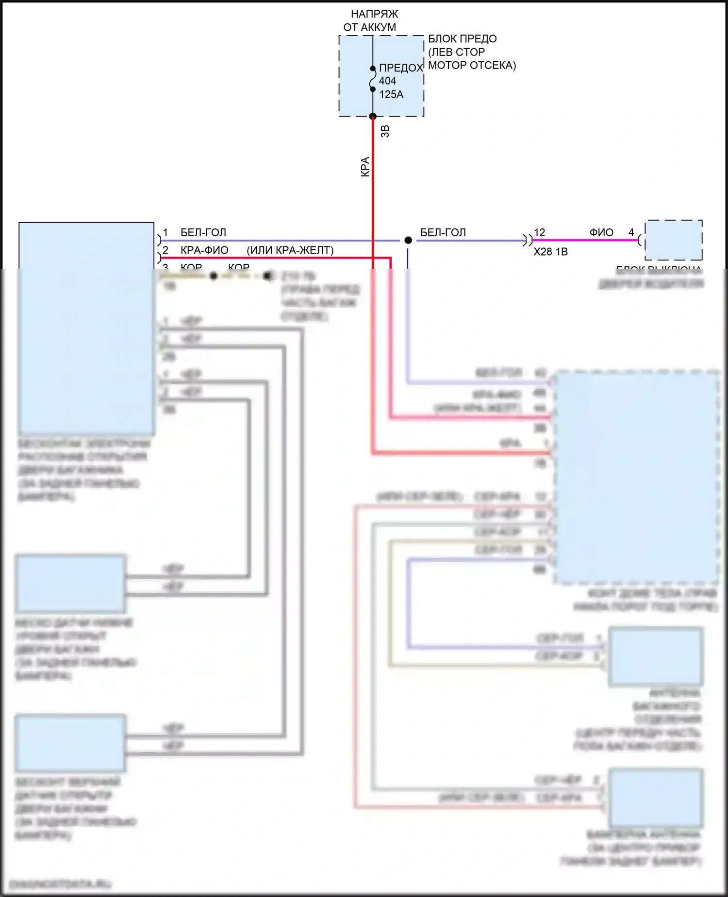 X2 BMW F39 (2017-2023): Электросхема бесконтактного открывания двери багажника 