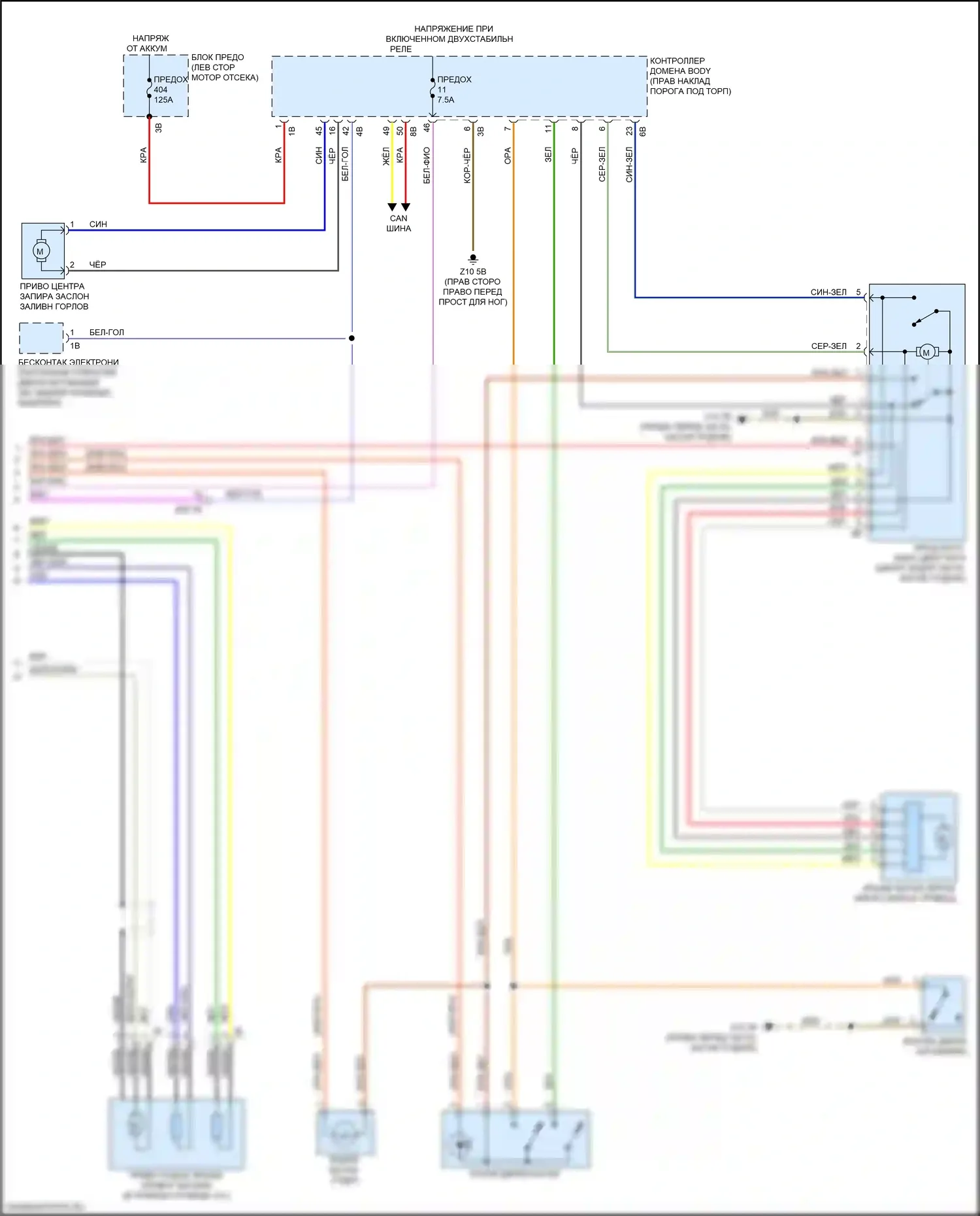 X2 BMW F39 (2017-2023): Электросхема открытия багажника и лючка топливного бака (2 из 2) 