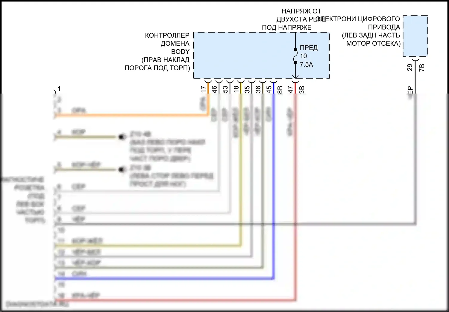 X2 BMW F39 (2017-2023): Электросхема диагностического разхъема 