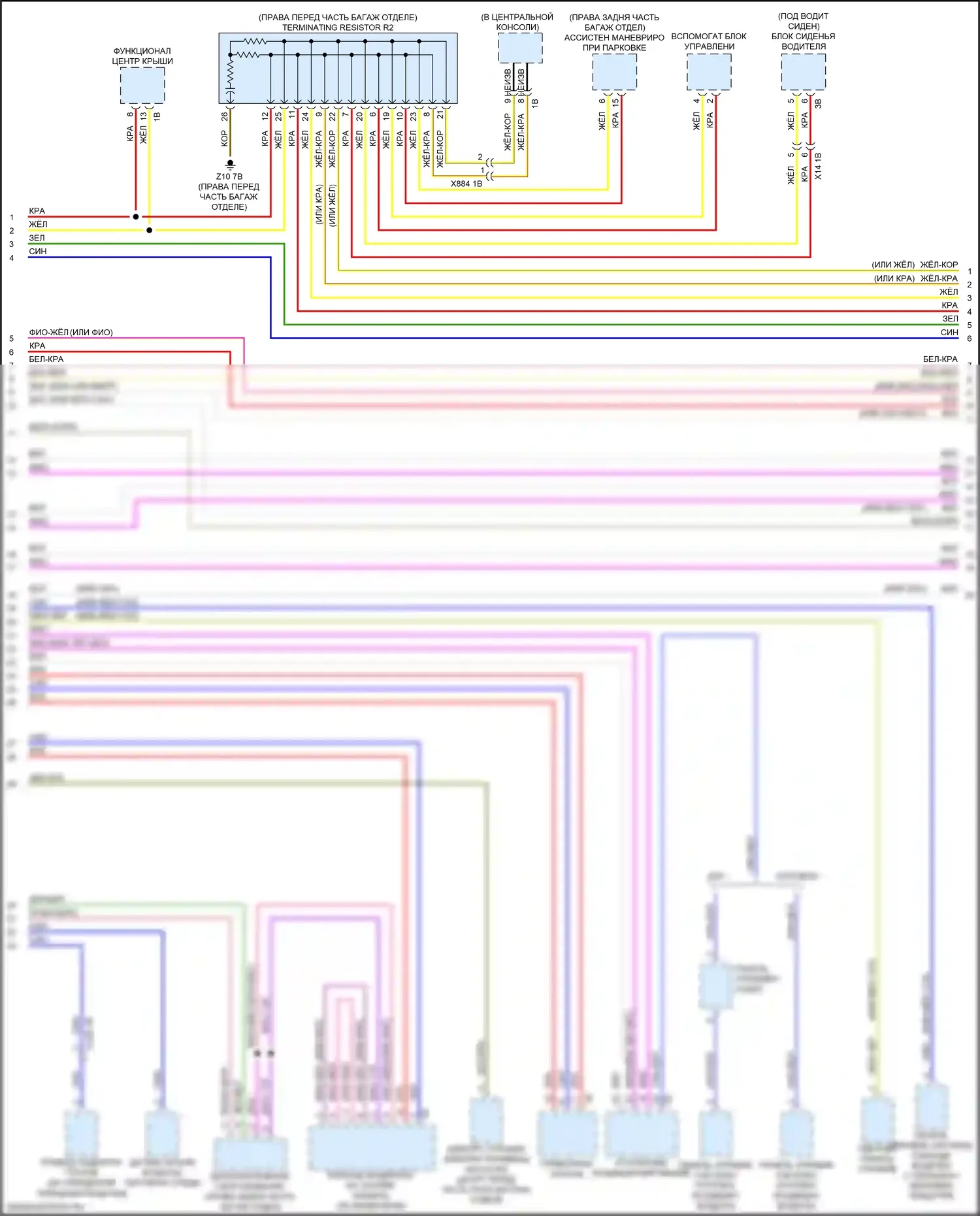 X2 BMW F39 (2017-2023): Электросхема шины высокого/низкого уровня (2 из 4) 