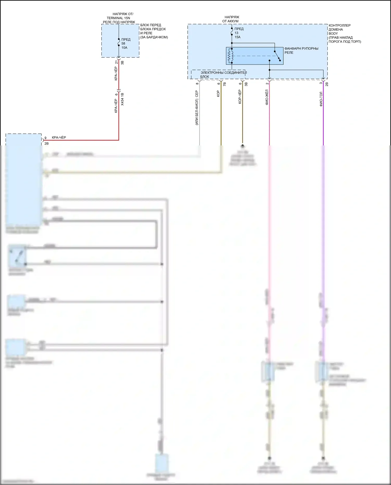 X2 BMW F39 (2017-2023): Электросхема клаксона 