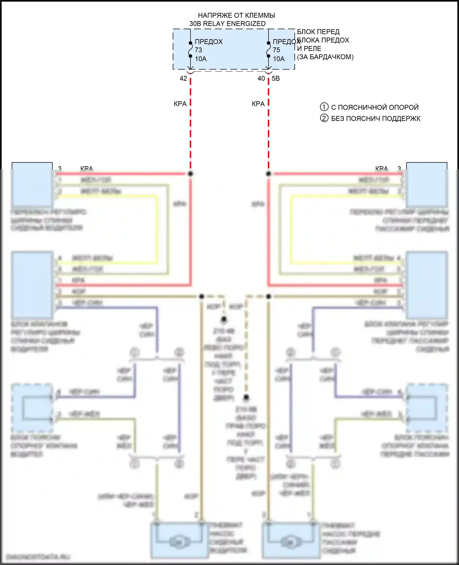 X2 BMW F39 (2017-2023): Электросхема спортивных сидений, без электрической регулировки сидений 