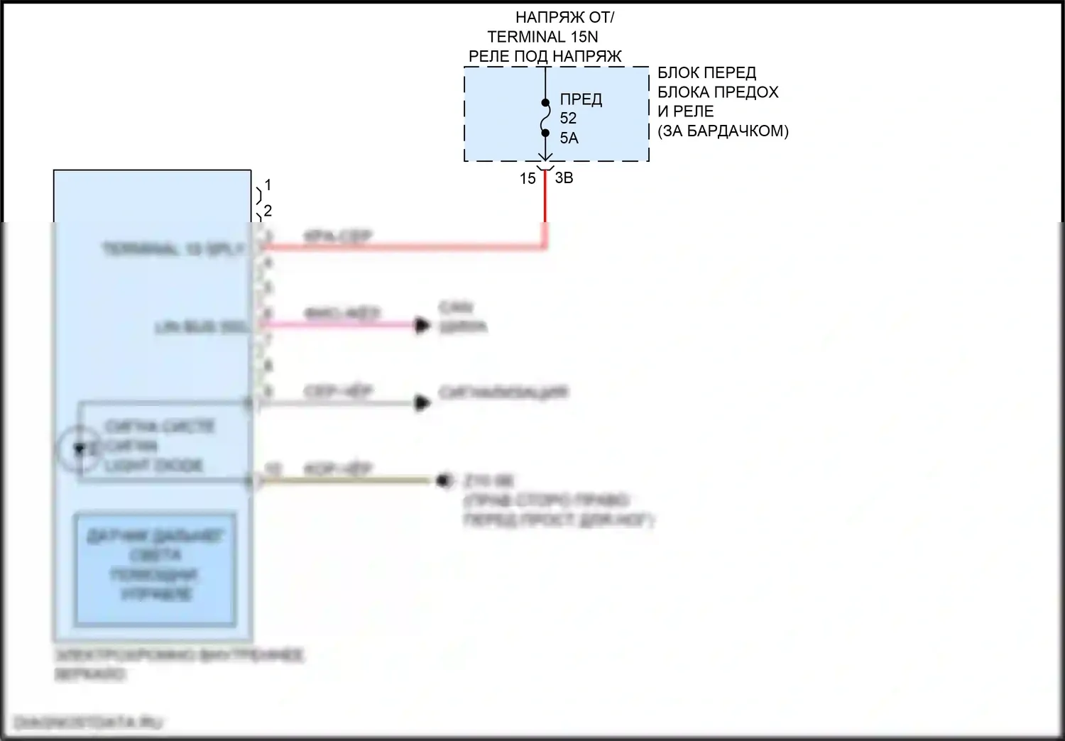 X2 BMW F39 (2017-2023): Электросхема управления зеркалами заднего вида 