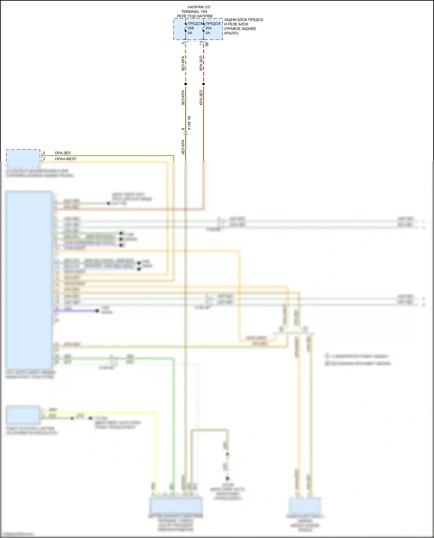 X3 M BMW F97 рестайлинг (2021-2024): Электросхема контроля в слепой зоне с передним и задним радарными датчиками (1 из 2) 