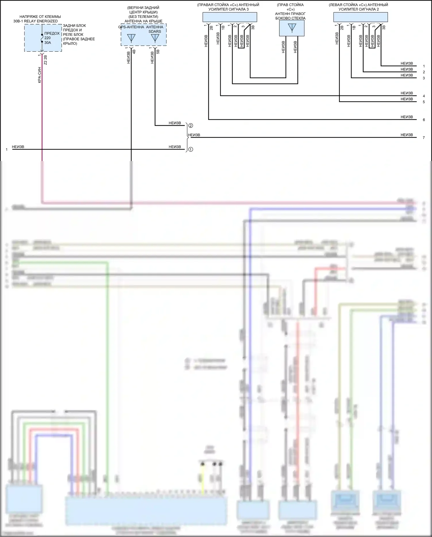 X3 M BMW F97 рестайлинг (2021-2024): Электросхема навигации, средний уровень с аудиоблоком приемника (2 из 3) 