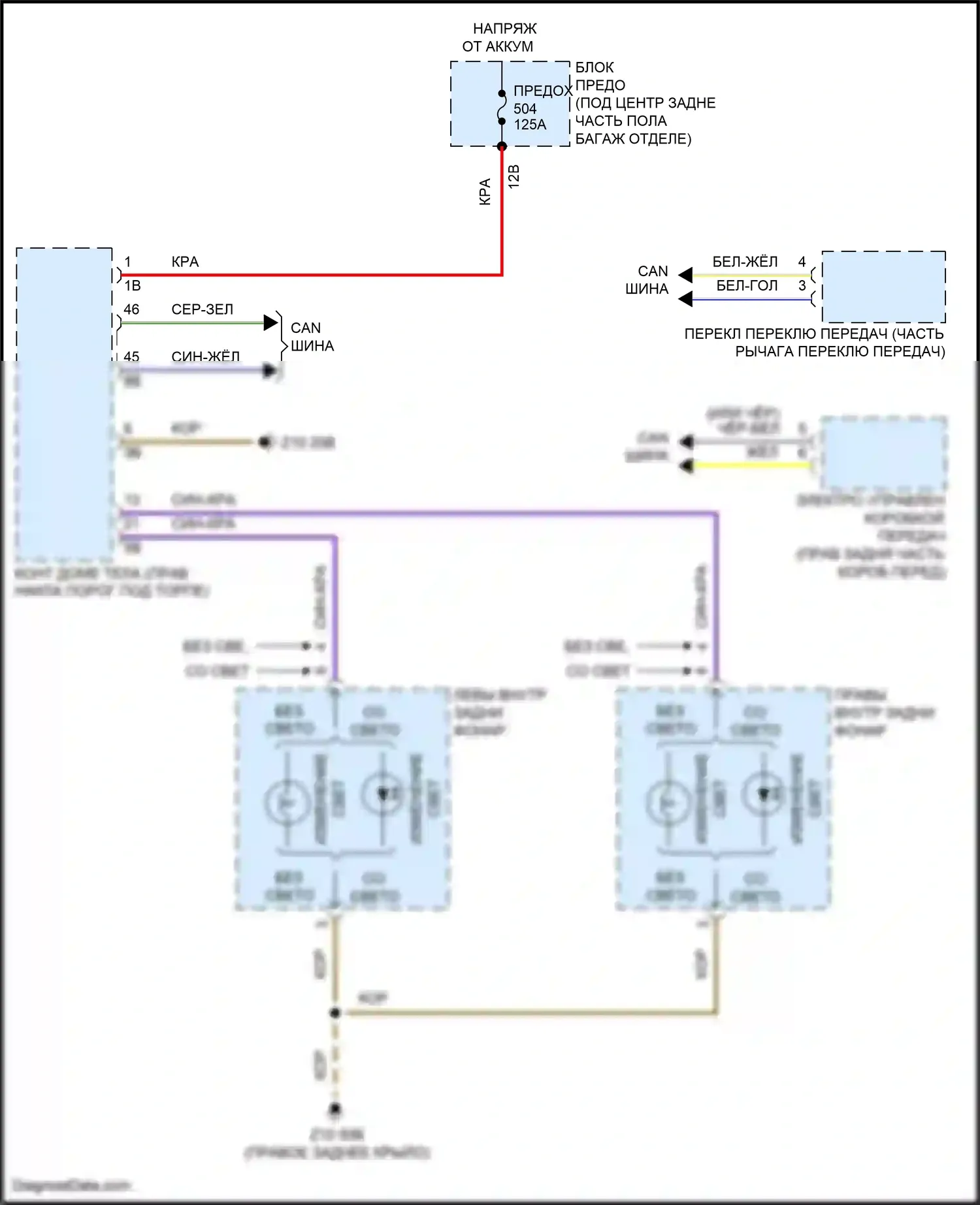 X3 M BMW F97 (2019-2021): Электросхема фонарей заднего хода 
