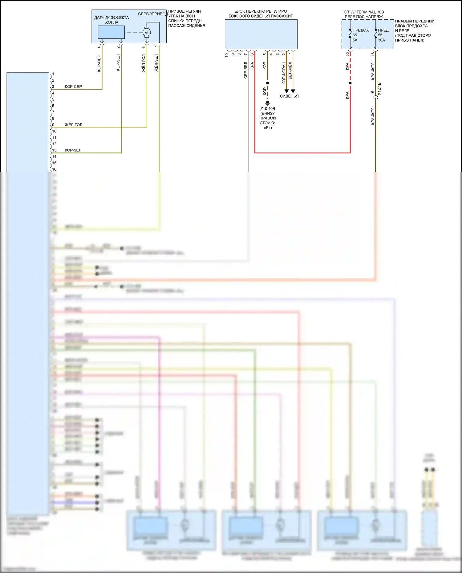 X3 M BMW F97 (2019-2021): Электросхема сиденья памяти пассажира 