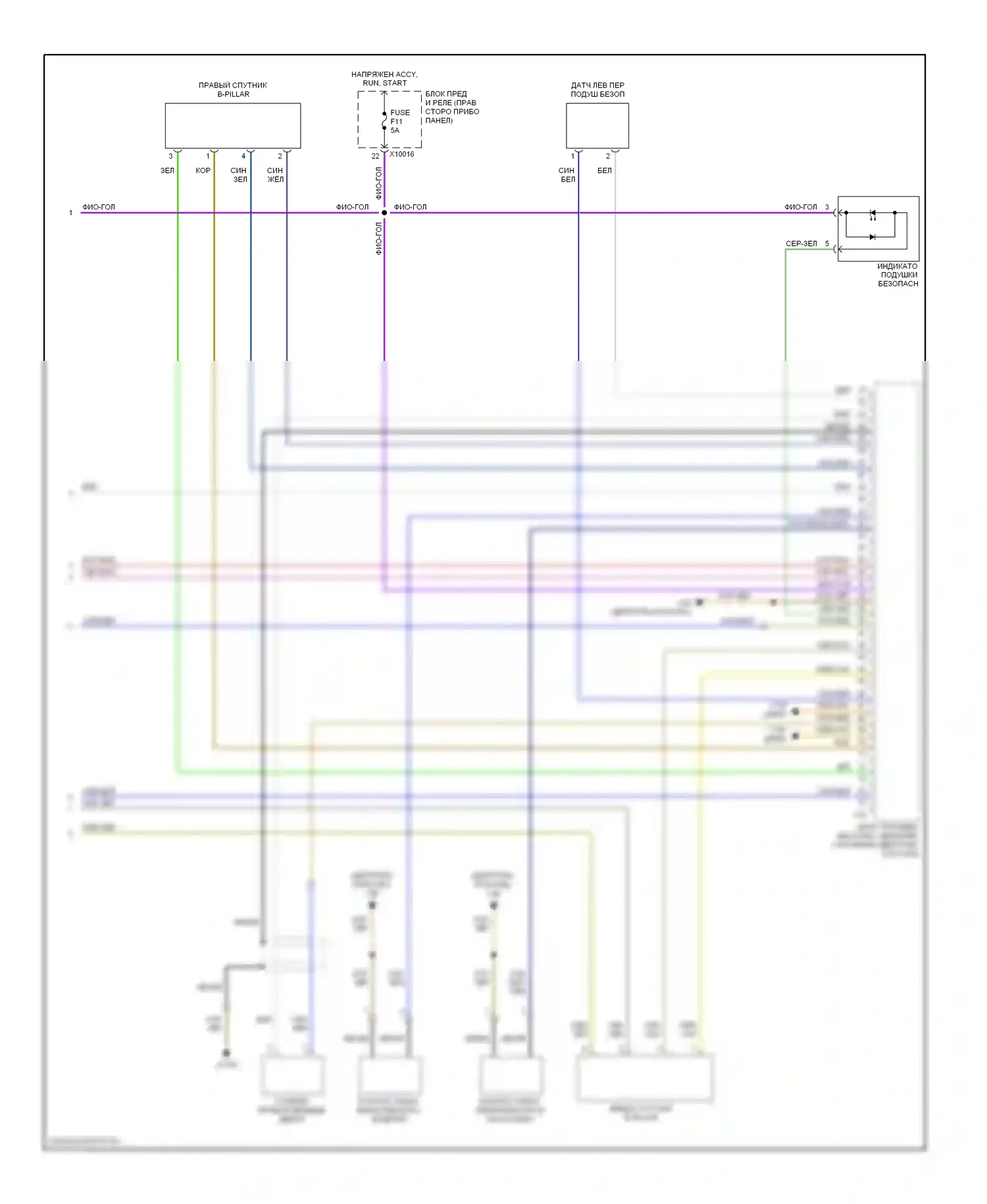 X3 BMW E83 рестайлинг (2006-2010): Электросхема подушек безопасности (3 из 3) 