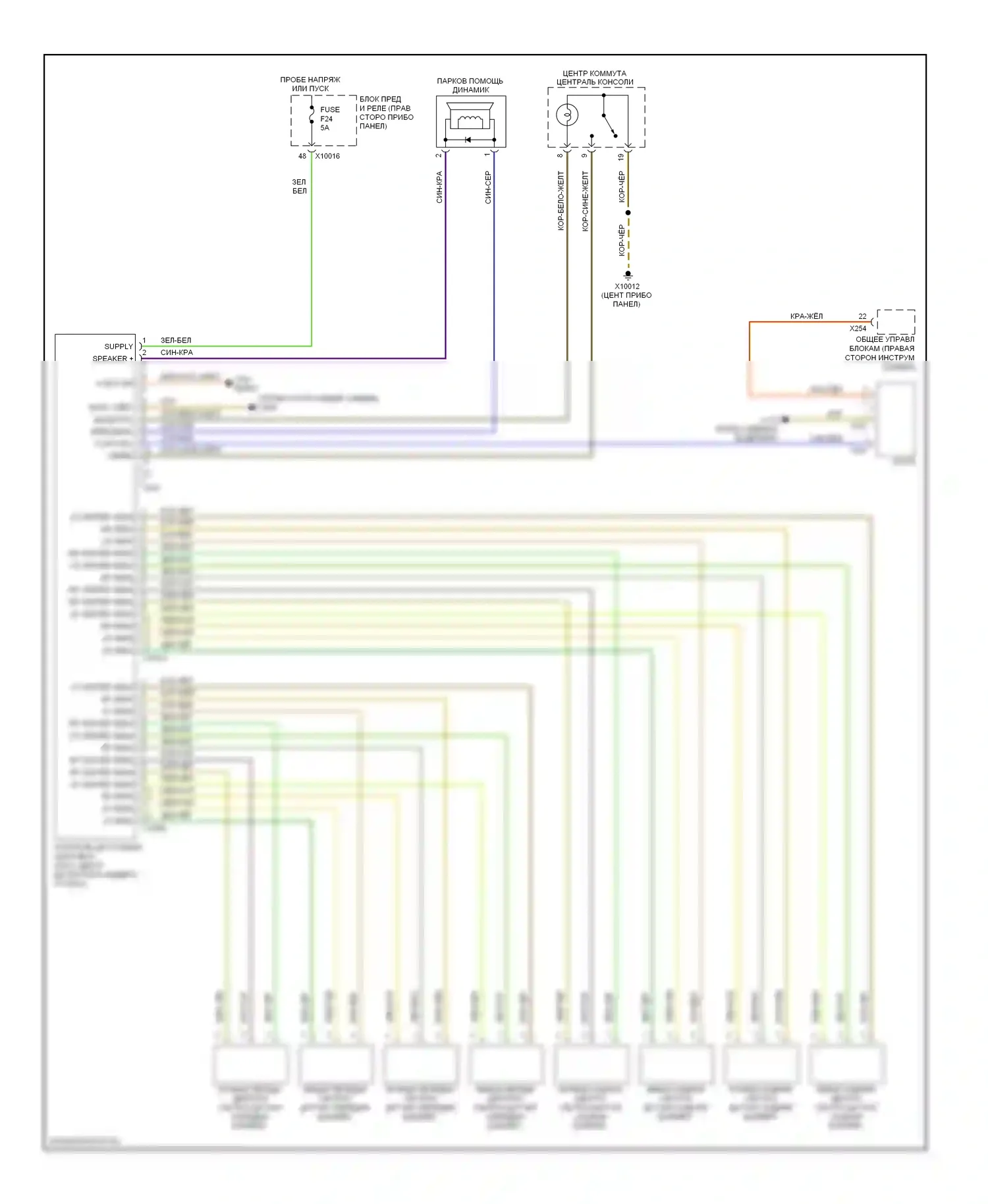 X3 BMW E83 рестайлинг (2006-2010): Электросхема парктроника 
