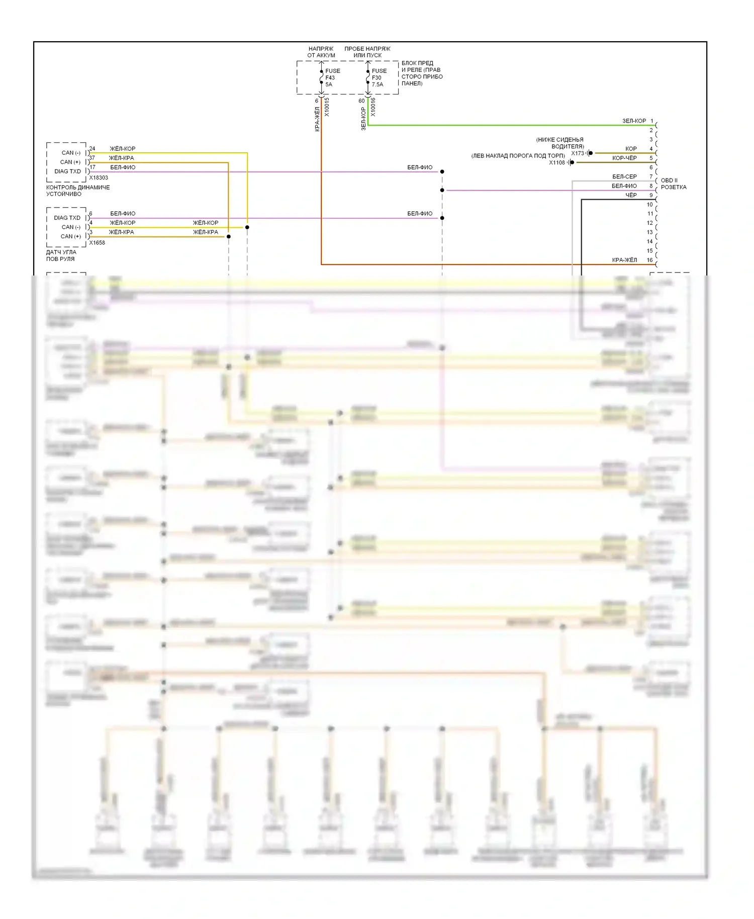 X3 BMW E83 (2003-2006): Can шина электросхема 