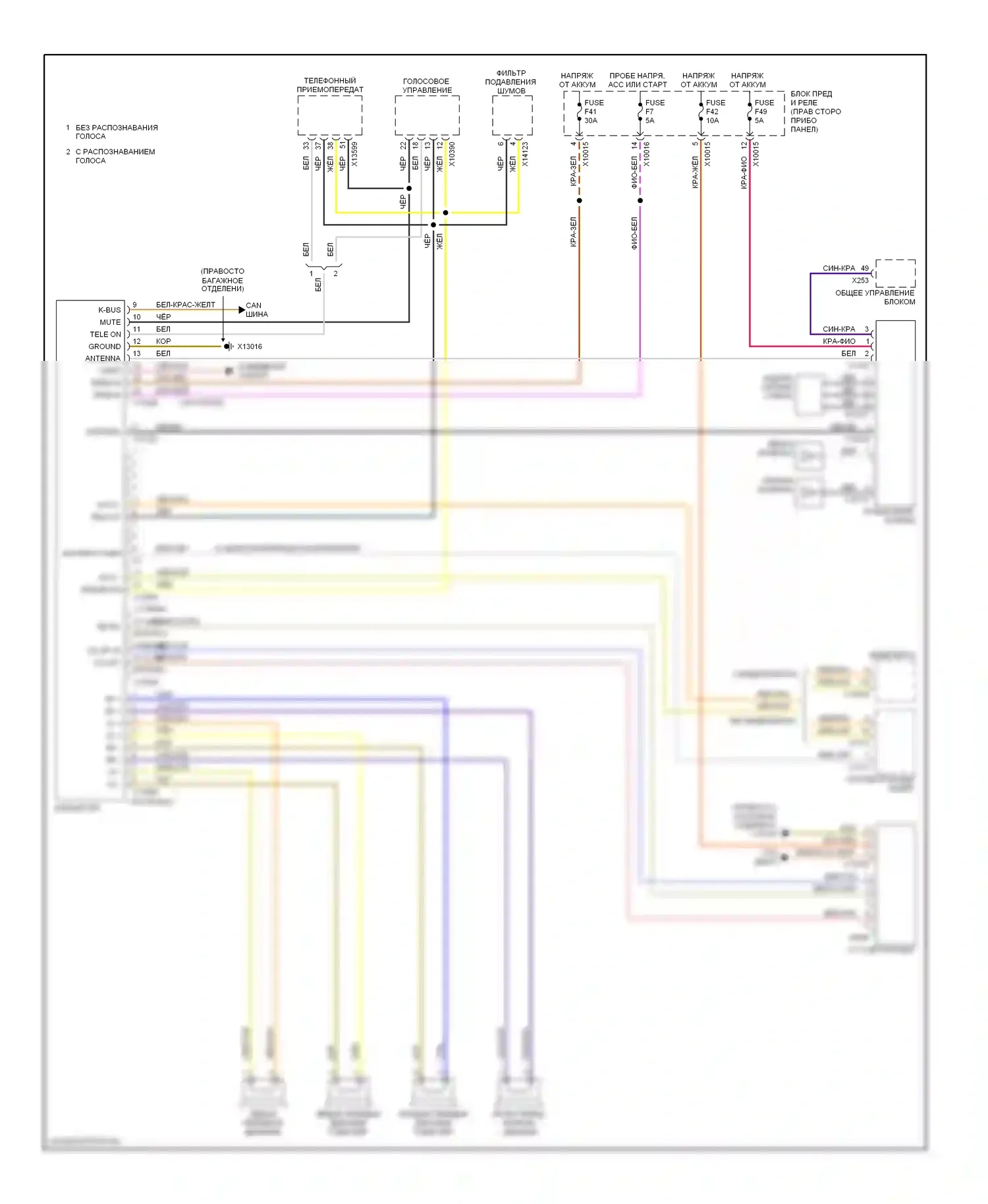 X3 BMW E83 (2003-2006): Электросхема базовой магнитолы 