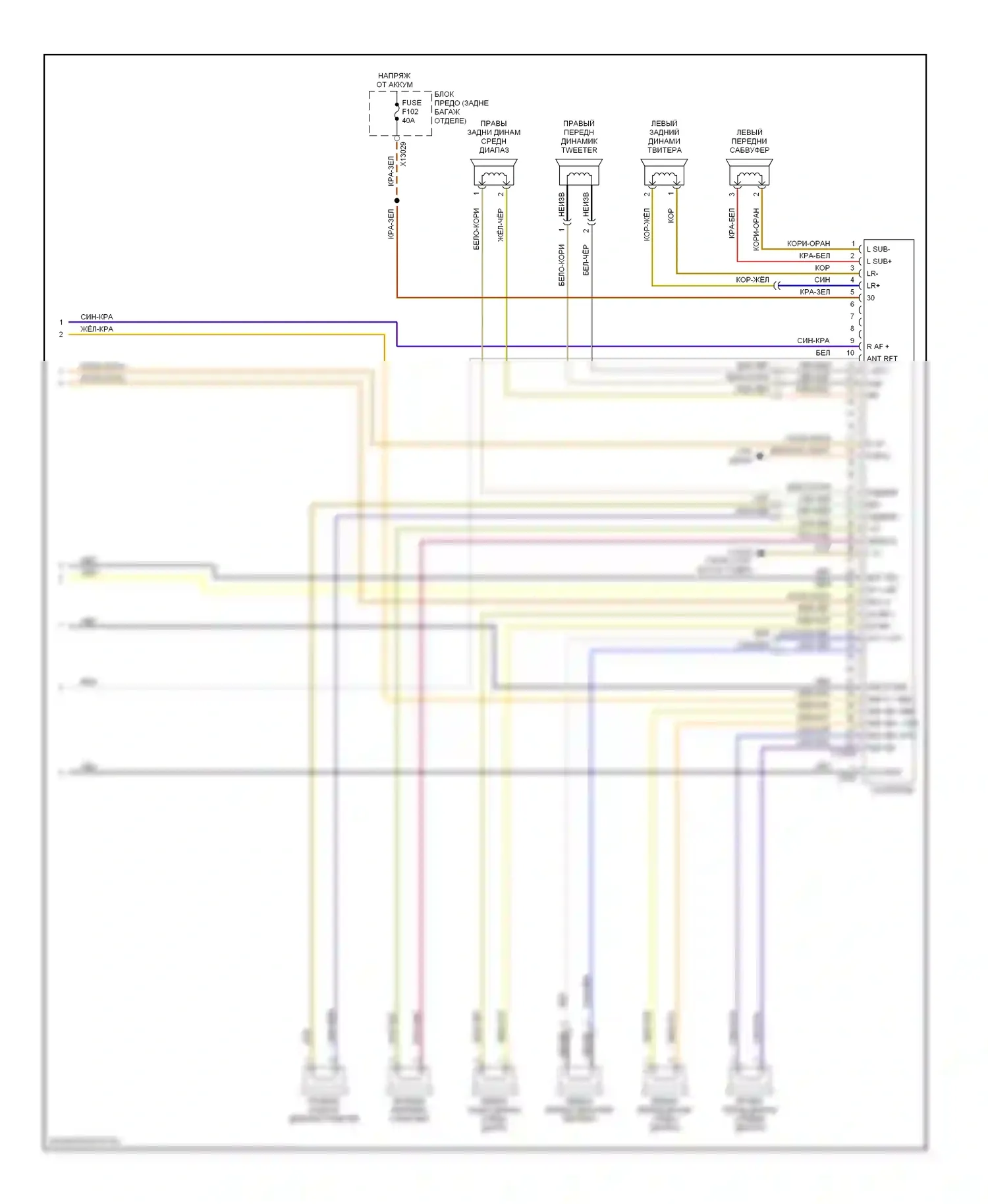 X3 BMW E83 (2003-2006): Электросхема магнитолы премиум-класса, верхняя магнитола hifi (2 из 2) 