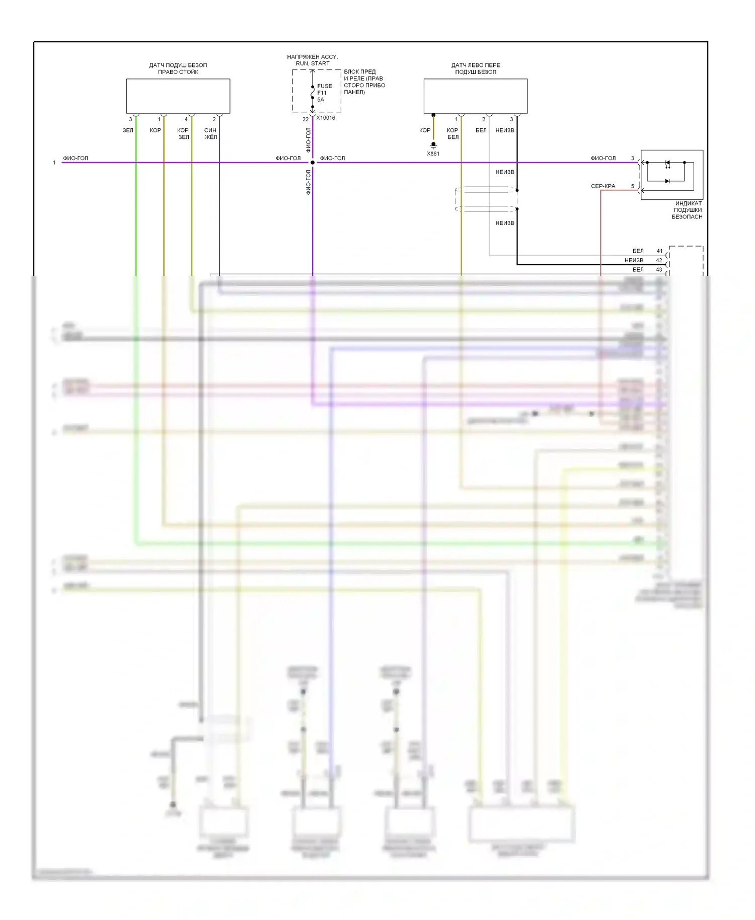 X3 BMW E83 (2003-2006): Электросхема подушек безопасности (3 из 3) 