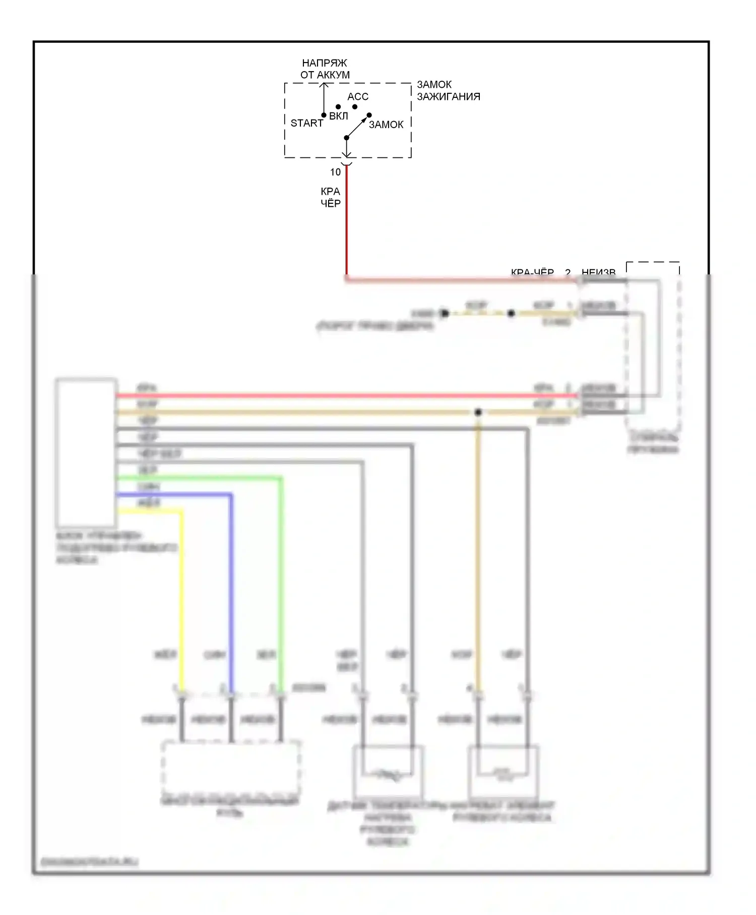 X3 BMW E83 (2003-2006): Электросхема рулевого колеса с подогревом 