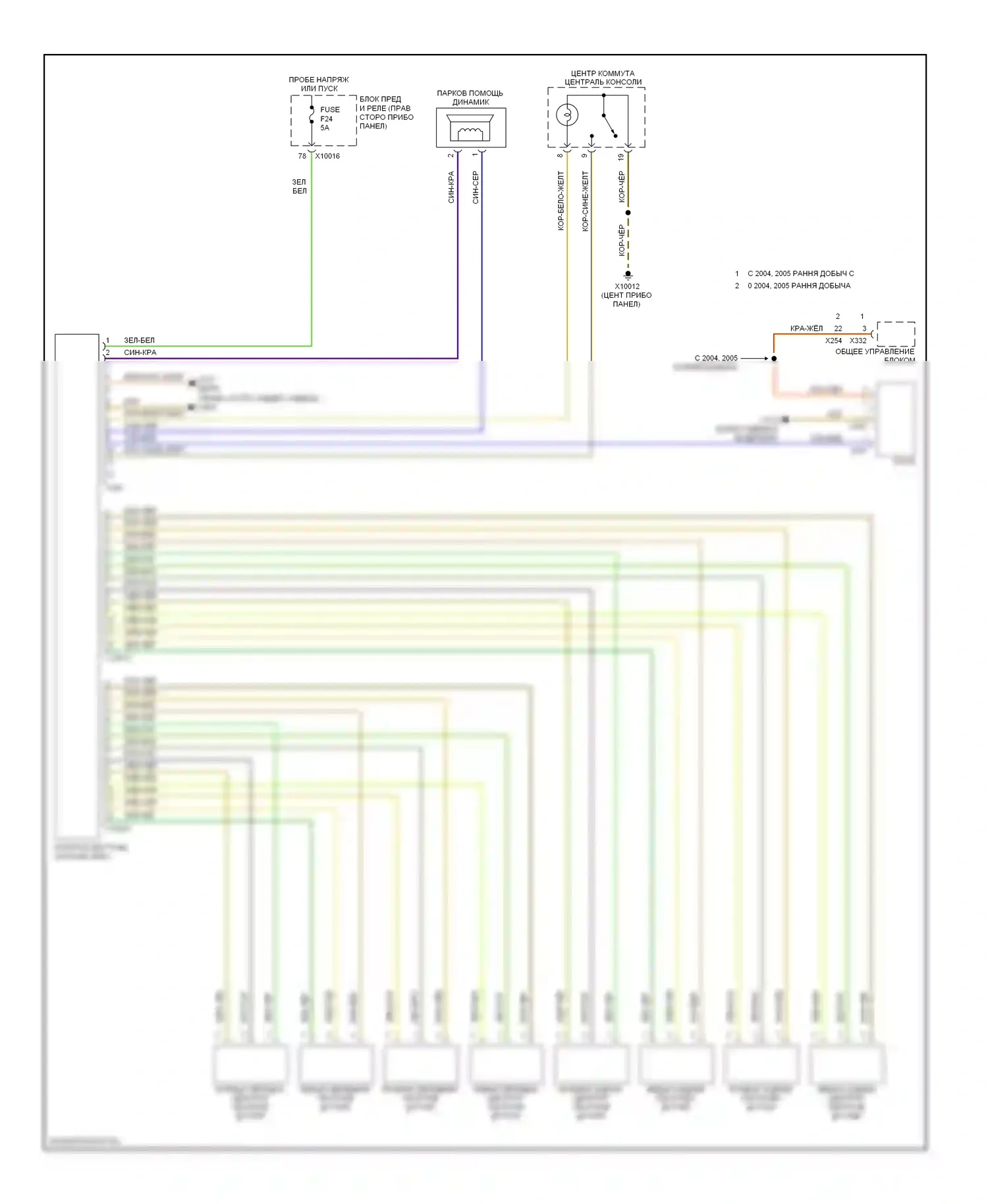 X3 BMW E83 (2003-2006): Электросхема парктроника 