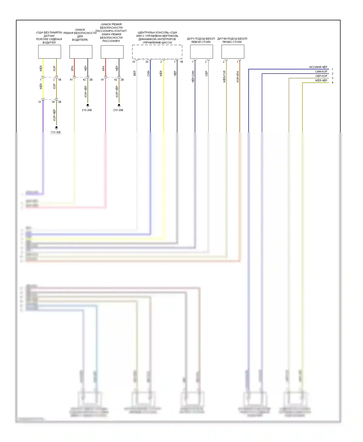 X3 BMW F25 (2010-2014): Электросхема подушек безопасности (2 из 3) 