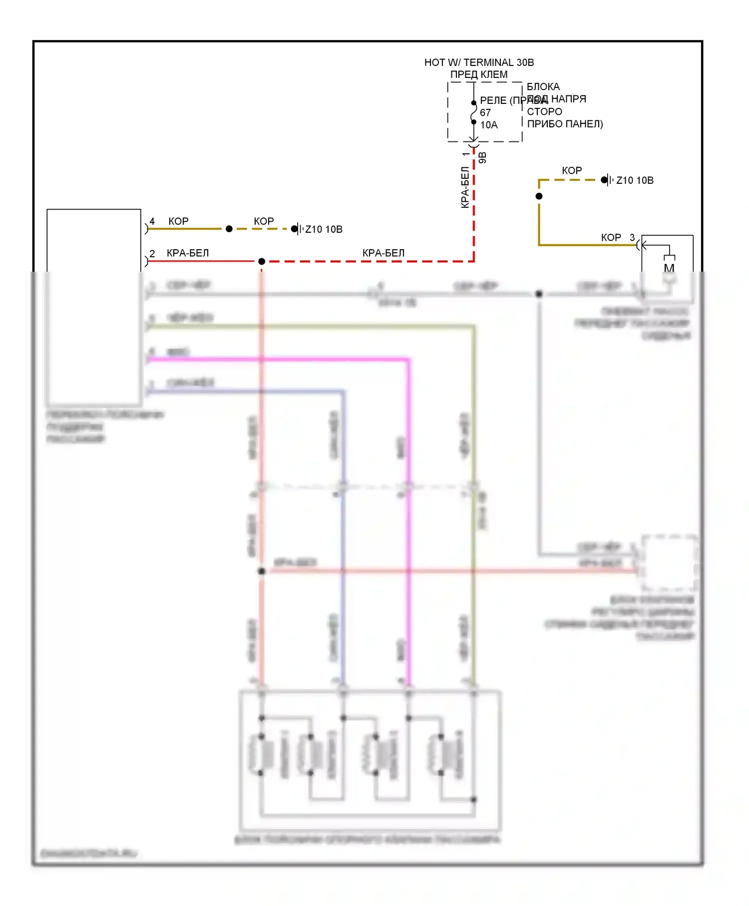 X3 BMW F25 (2010-2014): Поясничная электросхема пассажира 