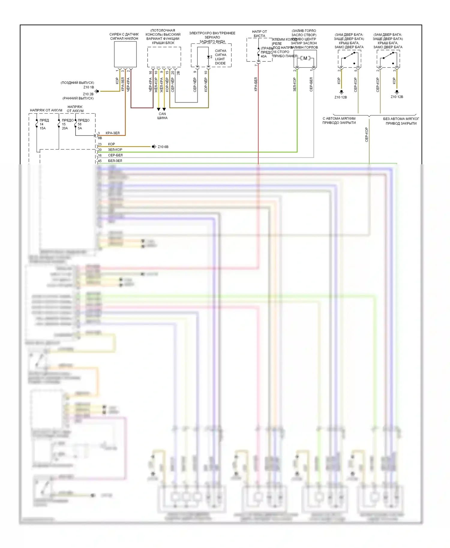 X3 BMW F25 (2010-2014): Электросхема сигнализации и центрального запирания 