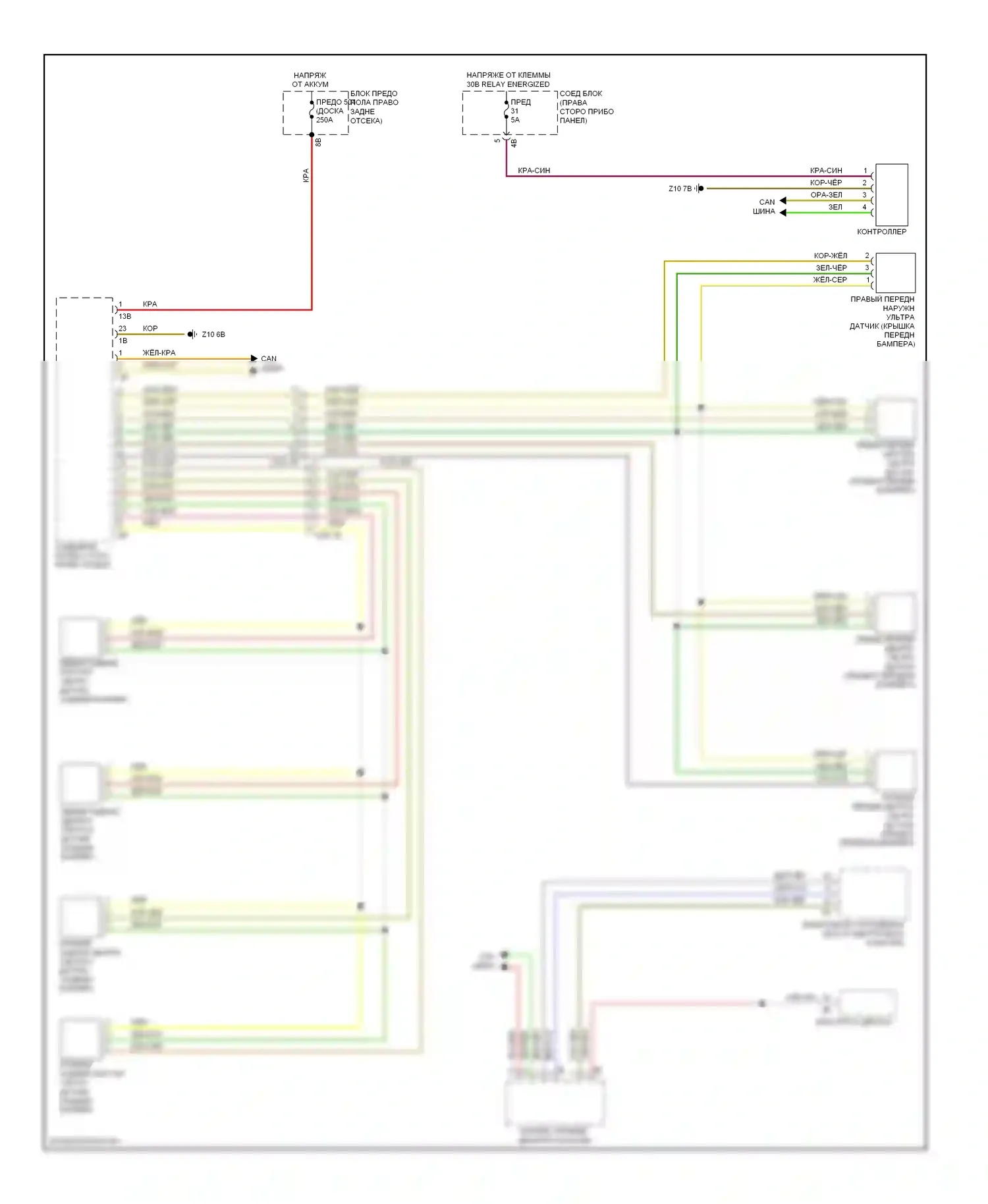 X3 BMW F25 (2010-2014): Электросхема парктроника 