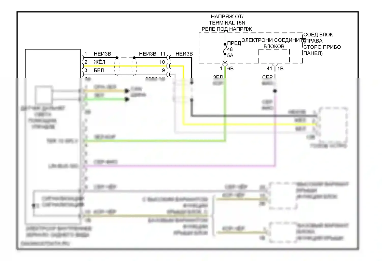 X3 BMW F25 (2010-2014): Электросхема управления зеркалами заднего вида 