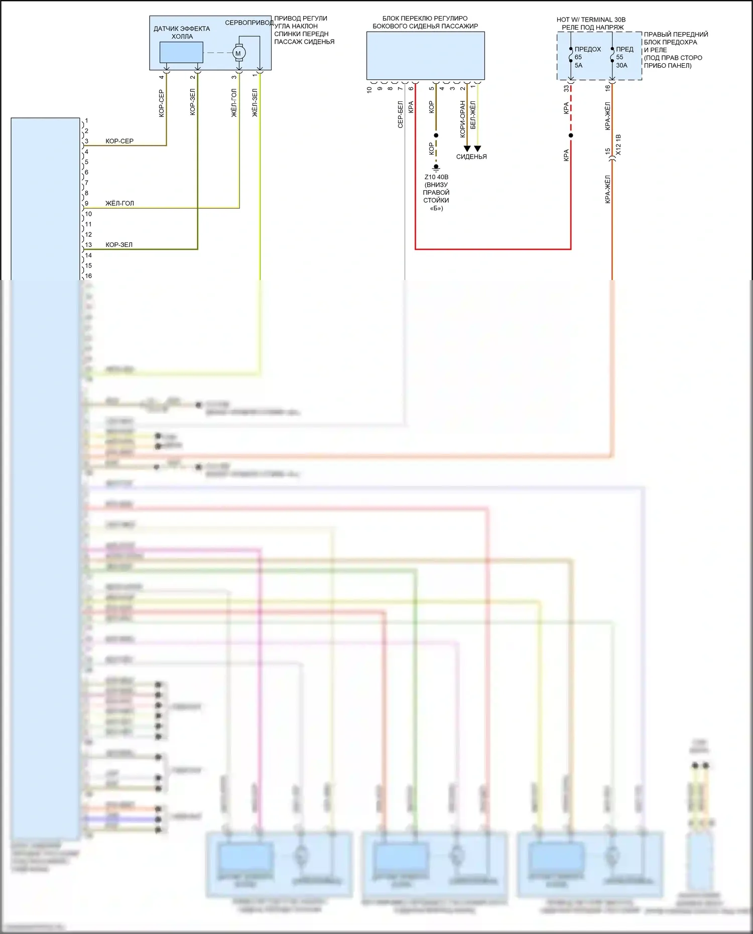 X3 BMW G01 рестайлинг (2021-2024): Электросхема сиденья памяти пассажира 