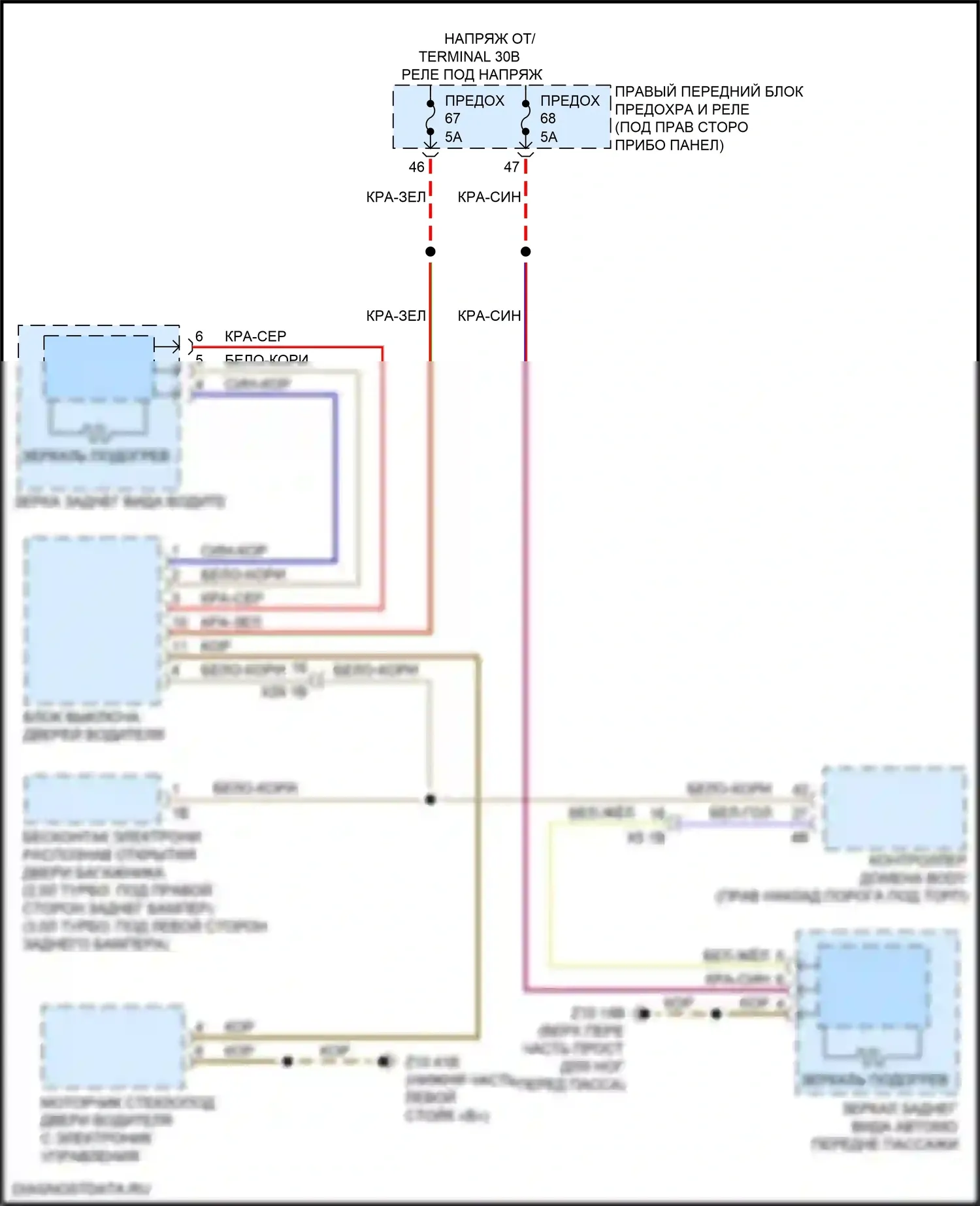 X3 BMW G01 рестайлинг (2021-2024): Электросхема обогреваемых зеркал, с функцией шины lin 
